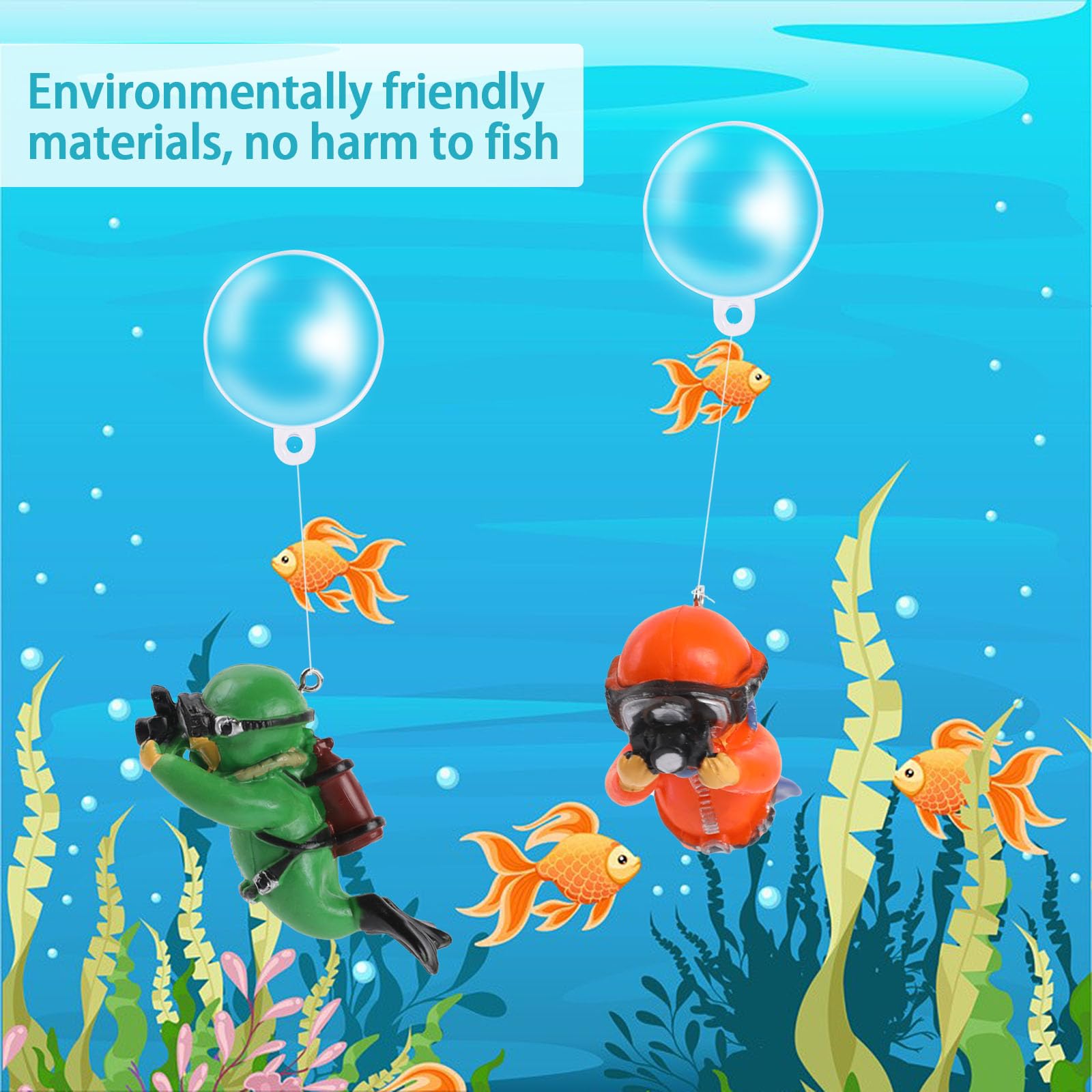 KALIONE buzo en miniatura amarillo, adorno flotante para acuario, diseño moderno