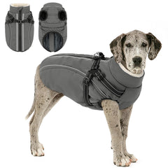 KAMA BRIDAL perro capa invierno con arnés integrado para paseos seguros.