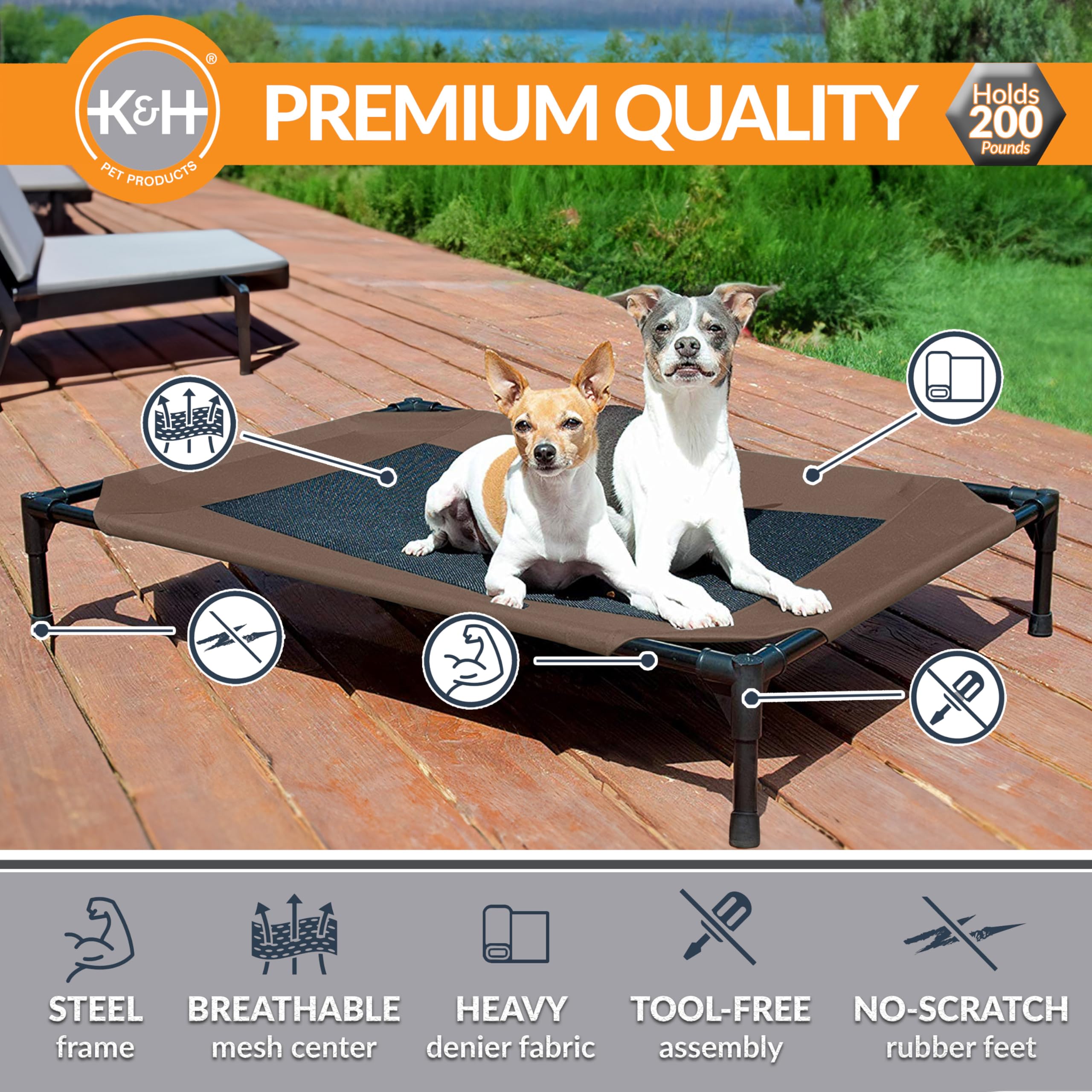 K&H Pet Products vista lateral de la cama elevadora para perros grandes