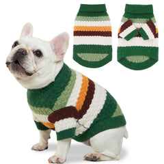 KAROKU suéter para perro con cuello alto y rayas, cálido para inviernos fríos.