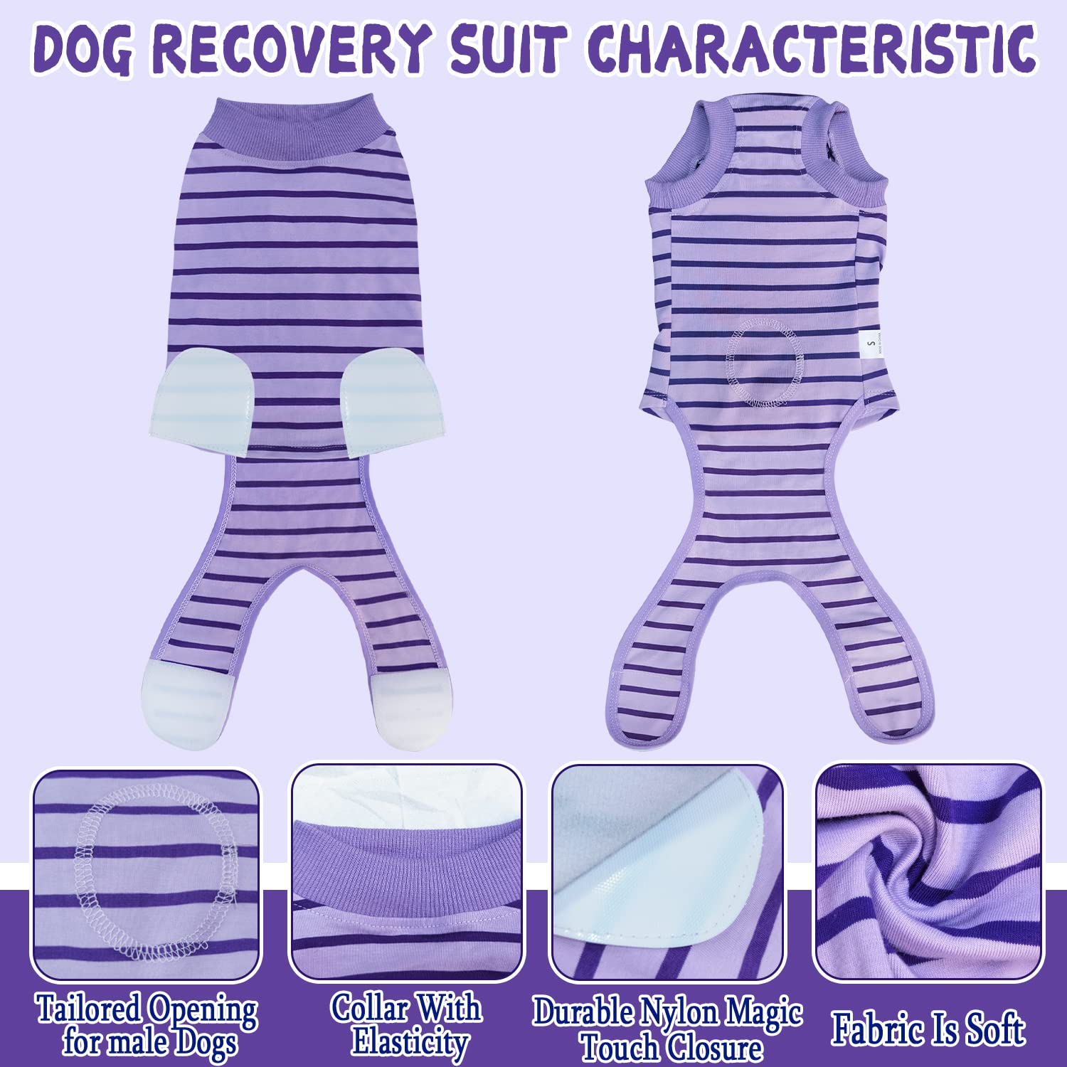 Traje de recuperación Karoku para perro, vista dorsal, evita lamido y molestias.