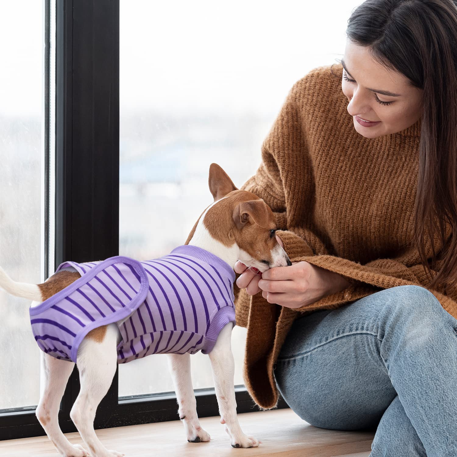 Traje de recuperación Karoku, enfoque en movilidad, ideal para perros activos tras cirugía.
