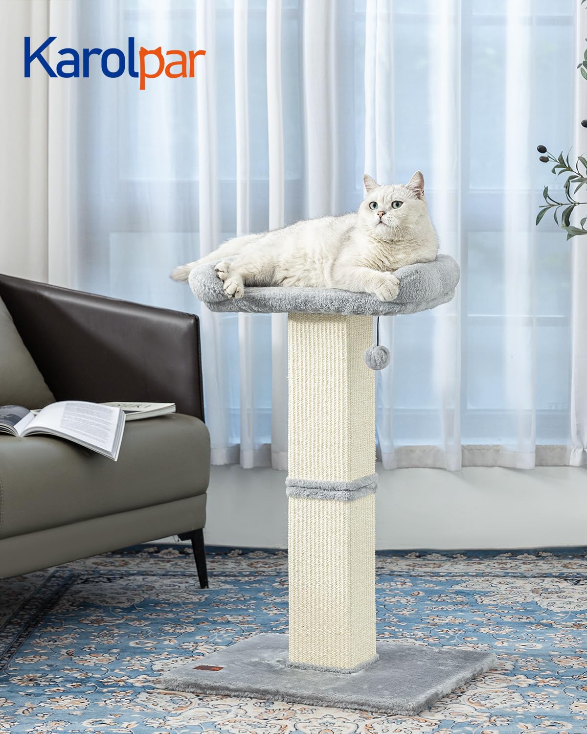 Karolpar superficie de sisal ideal para gatos, fomenta ejercicio y evita daños en textiles.