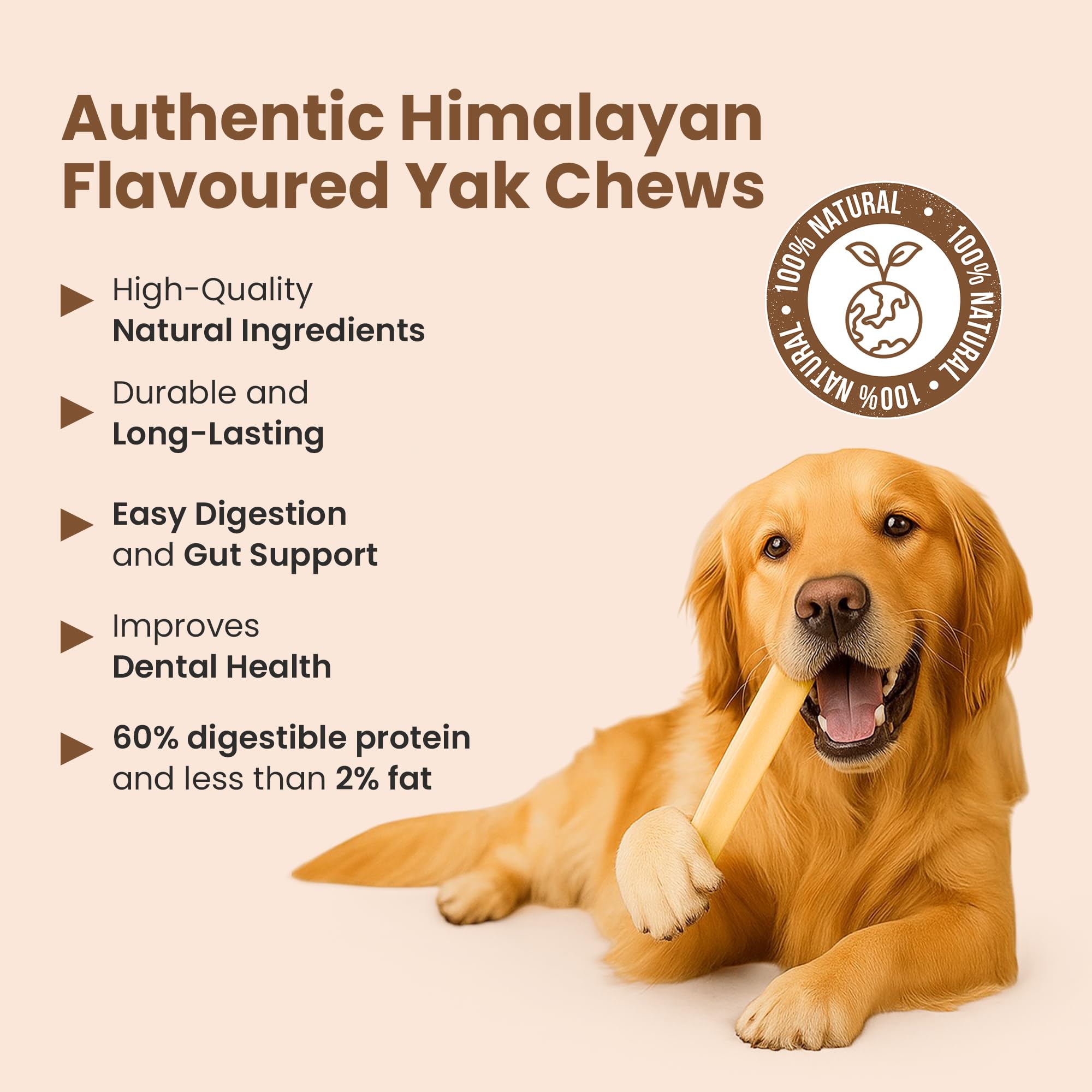KATHMANDU'S masticables yak sin piel cruda: snack sin aditivos para perros