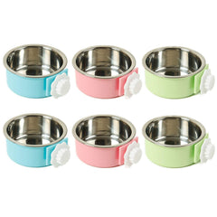 Kathson comedero colgante para jaula en acero inoxidable, práctico para varias mascotas.