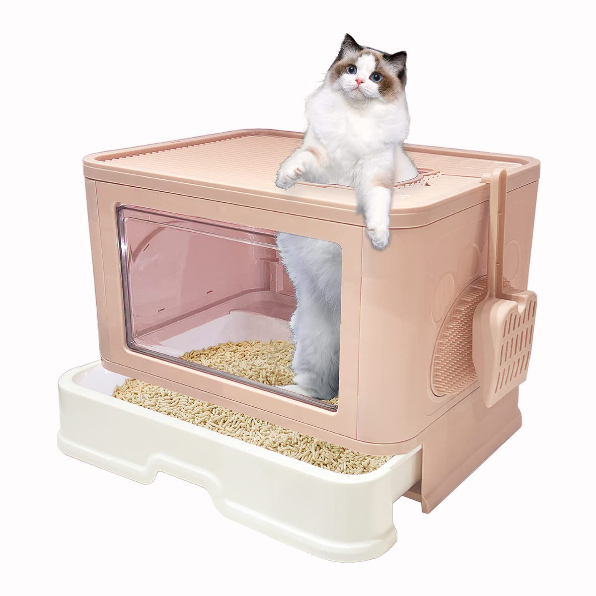 Kattypet arenero con entrada superior y cubierta para privacidad y control de olores.