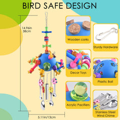 Juguete acrílico para aves KATUMO, colores brillantes para masticar y explorar.