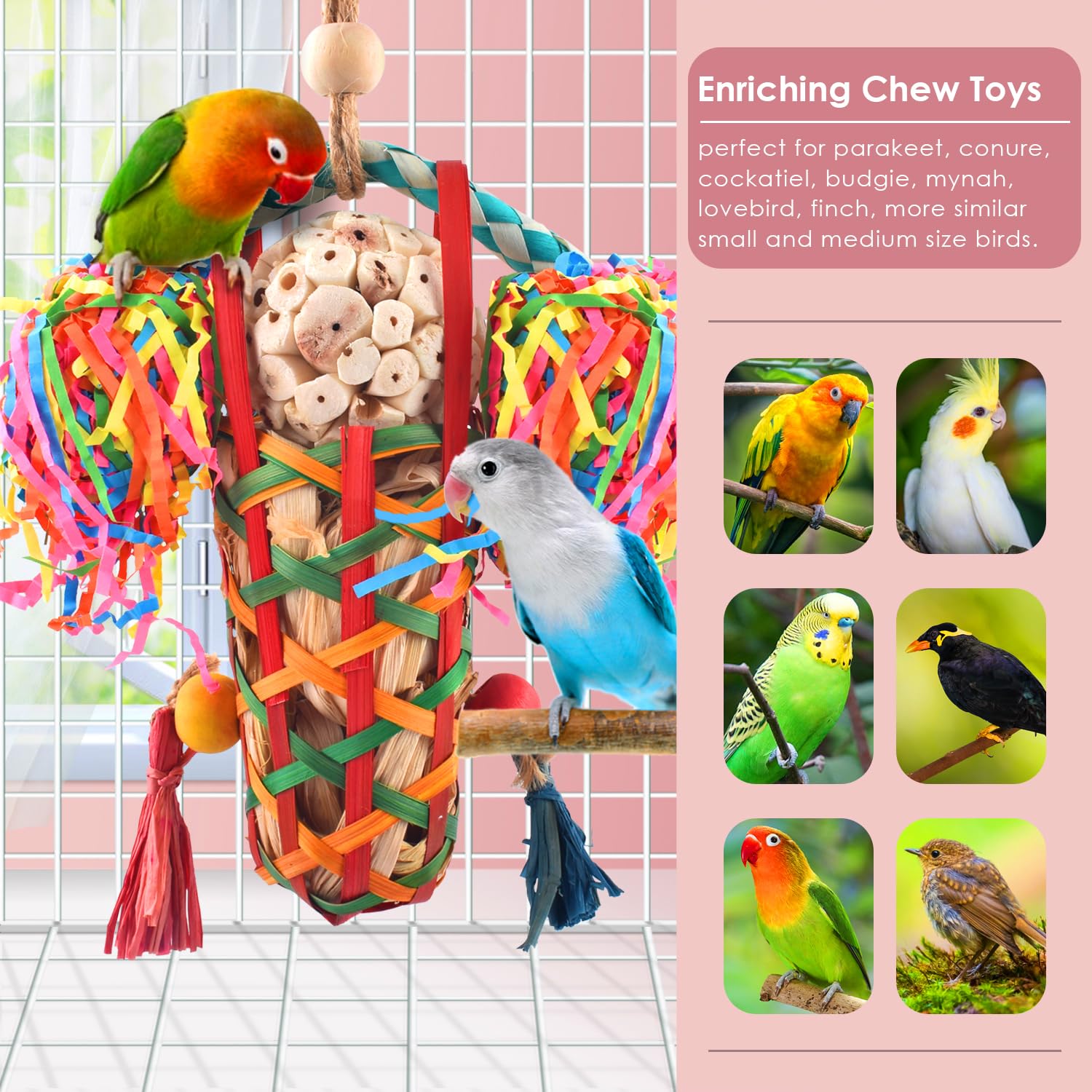 Katumo juguete aves, texturas-variadas: desgaste del pico sin riesgo.