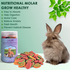 KATUMO masticables herbales para conejos y roedores: sabor natural que fomenta juego y consumo.
