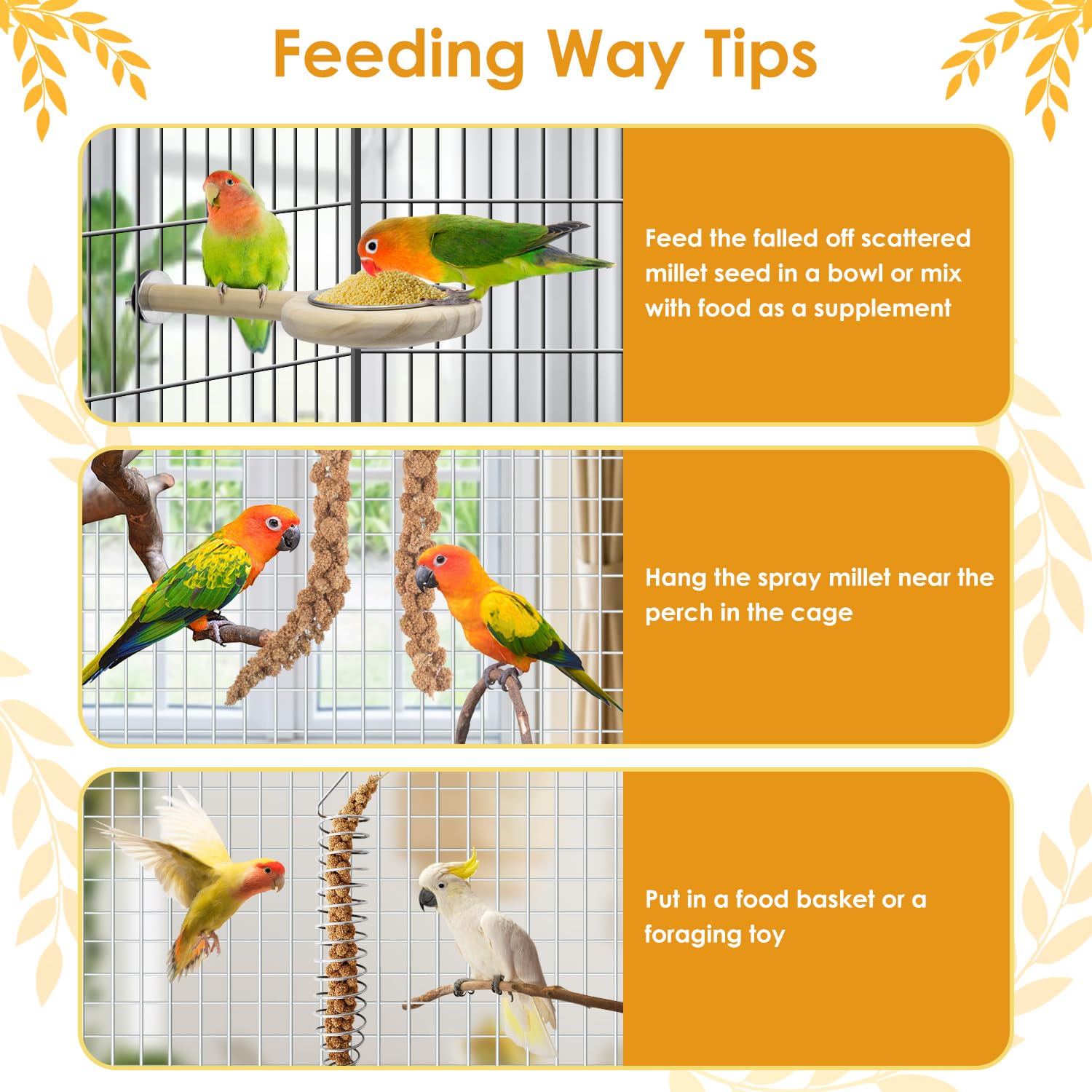 Snack diario de mijo Katumo para aves curiosas.
