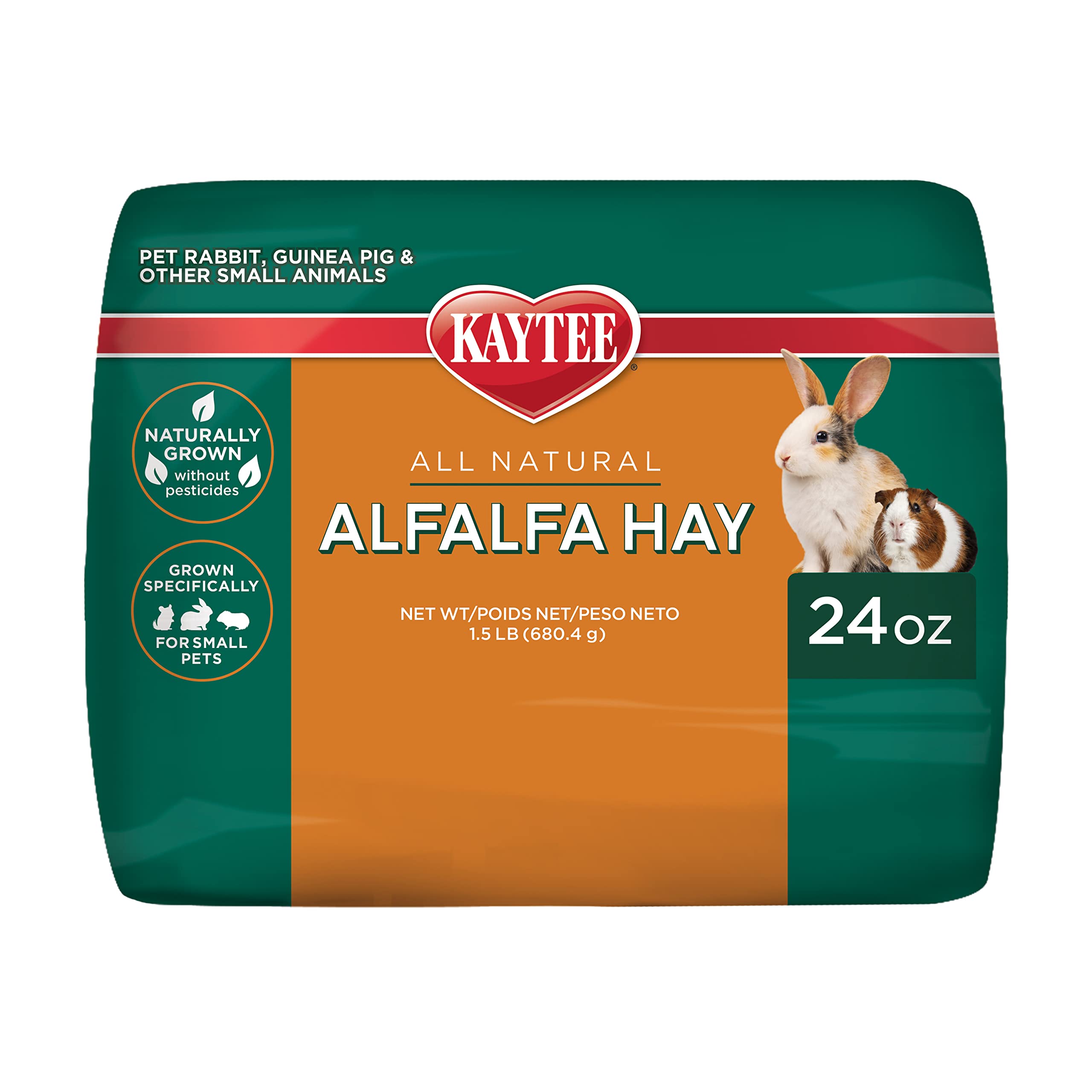 Kaytee Alfalfa Mini Bale, selección a mano para sabor natural y fresco.