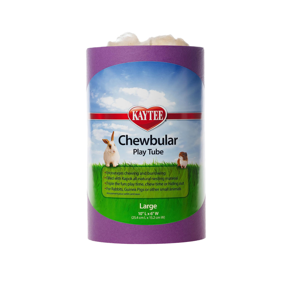 Kaytee Chewbular Tubo de juego para conejos, fomenta exploración segura.