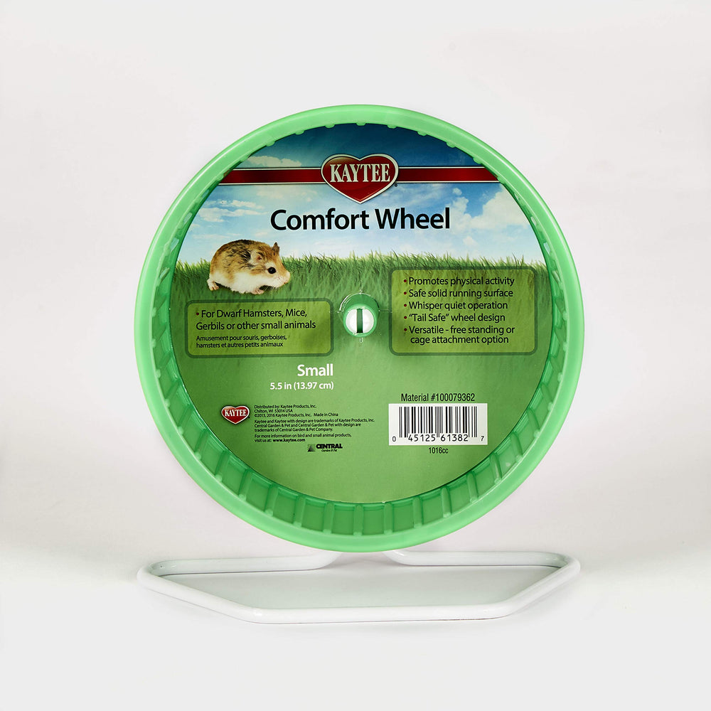 Kaytee Comfort Wheel ofrece múltiples tamaños y colores para adaptar a tu mascota.