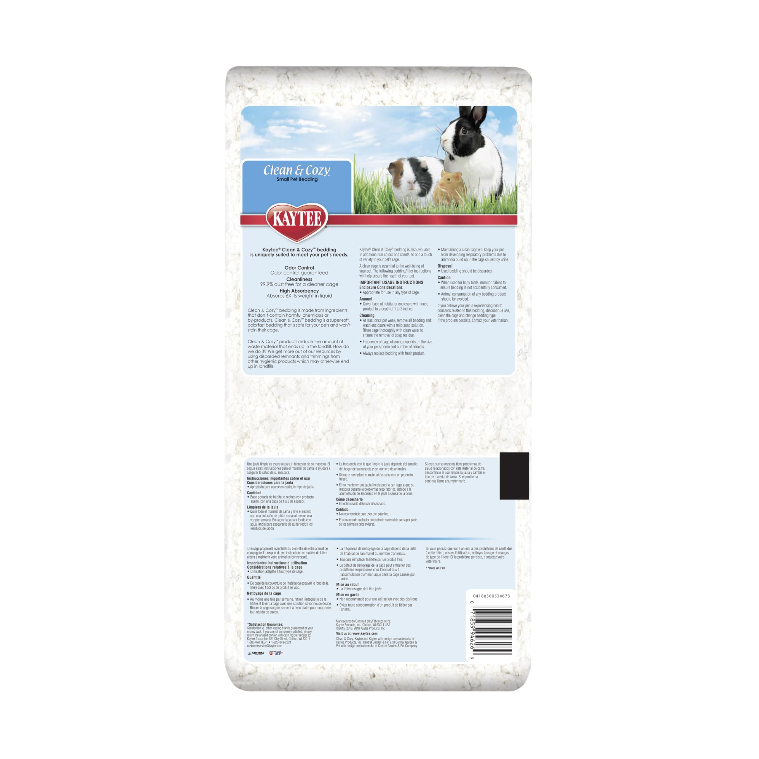 Kaytee Clean & Cozy: control de olor para frescura constante del hábitat.