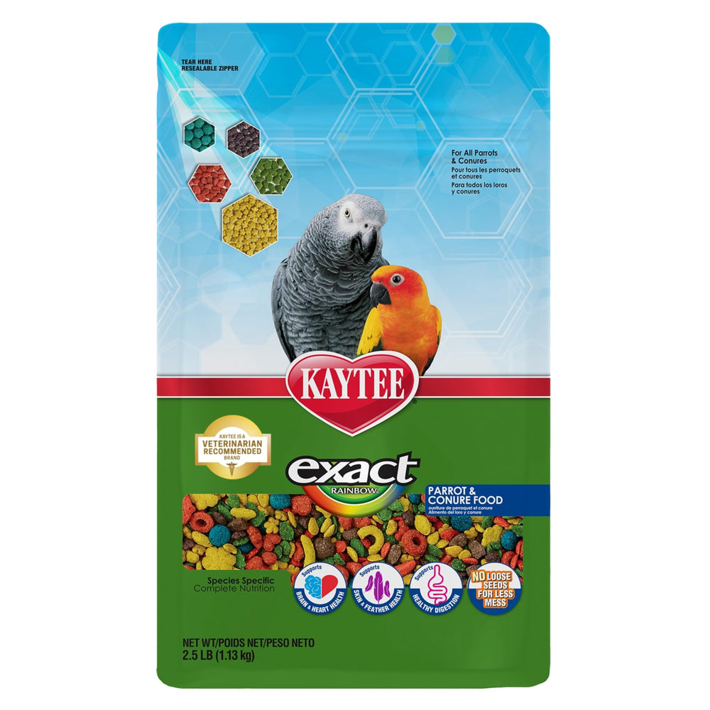 Kaytee Exact Rainbow envase original facilita almacenamiento y frescura