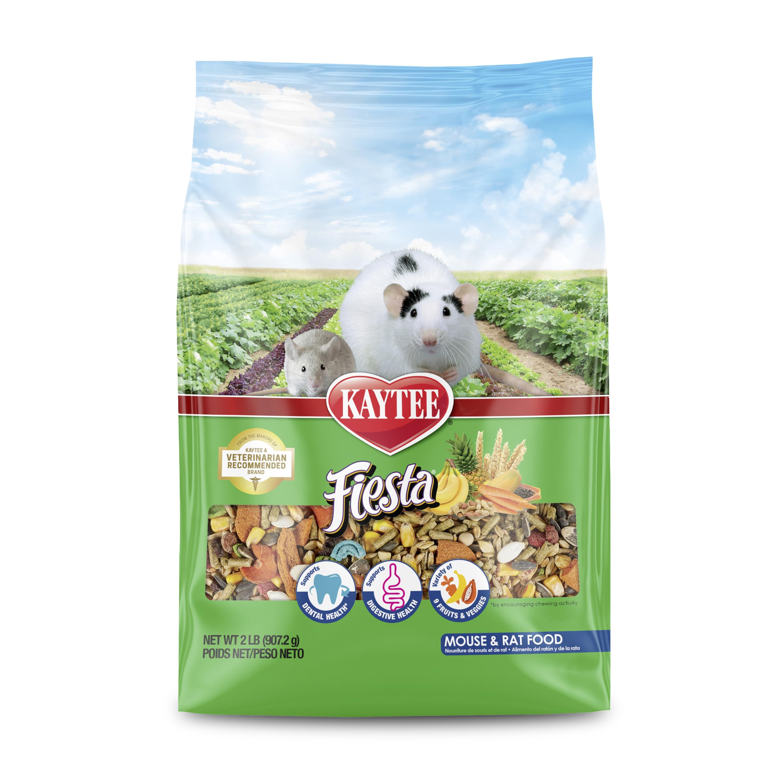 Kaytee Fiesta para ratones y ratas, mezcla atractiva que estimula el forraje