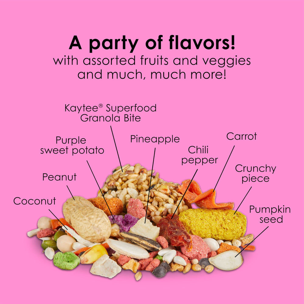 Apoyo digestivo con Kaytee Fiesta Big Bites para aves grandes