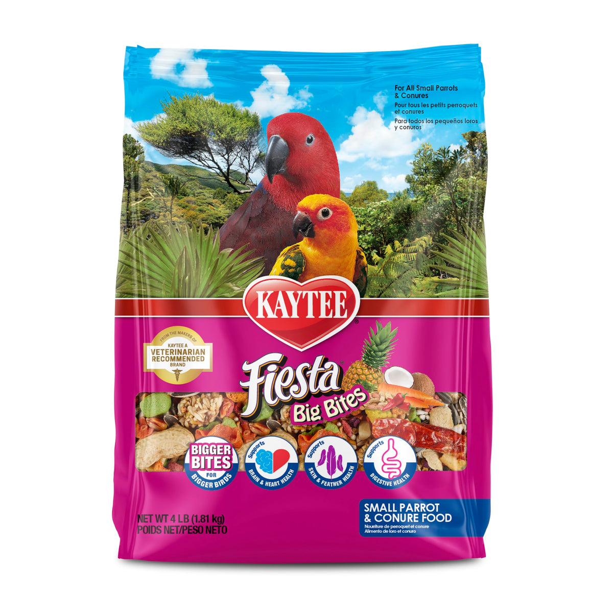 Envase Kaytee Fiesta Big Bites de 4 libras para aves grandes y listas para servir
