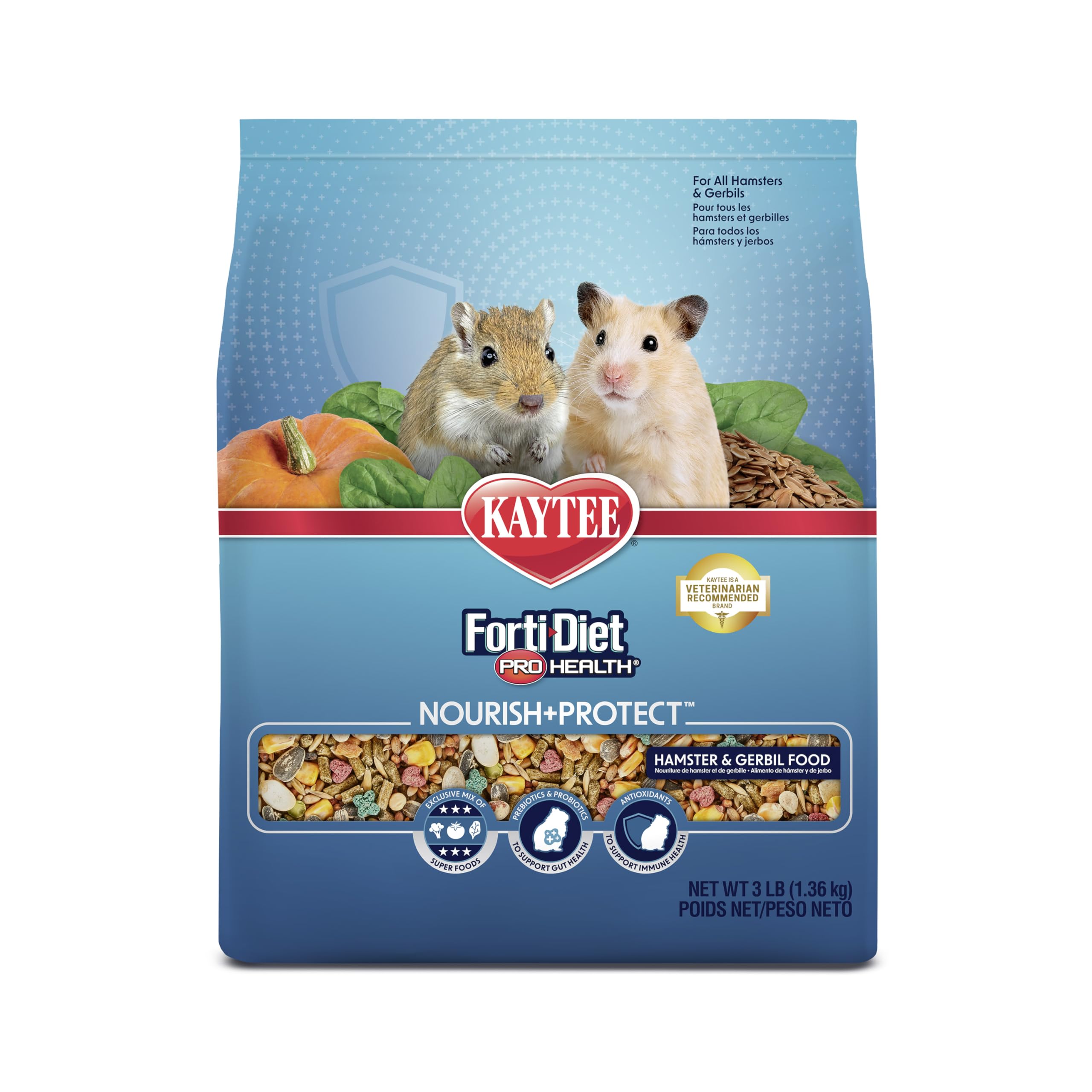 Kaytee Forti-Diet Pro Health para hámster: bocado crujiente que favorece la digestión.