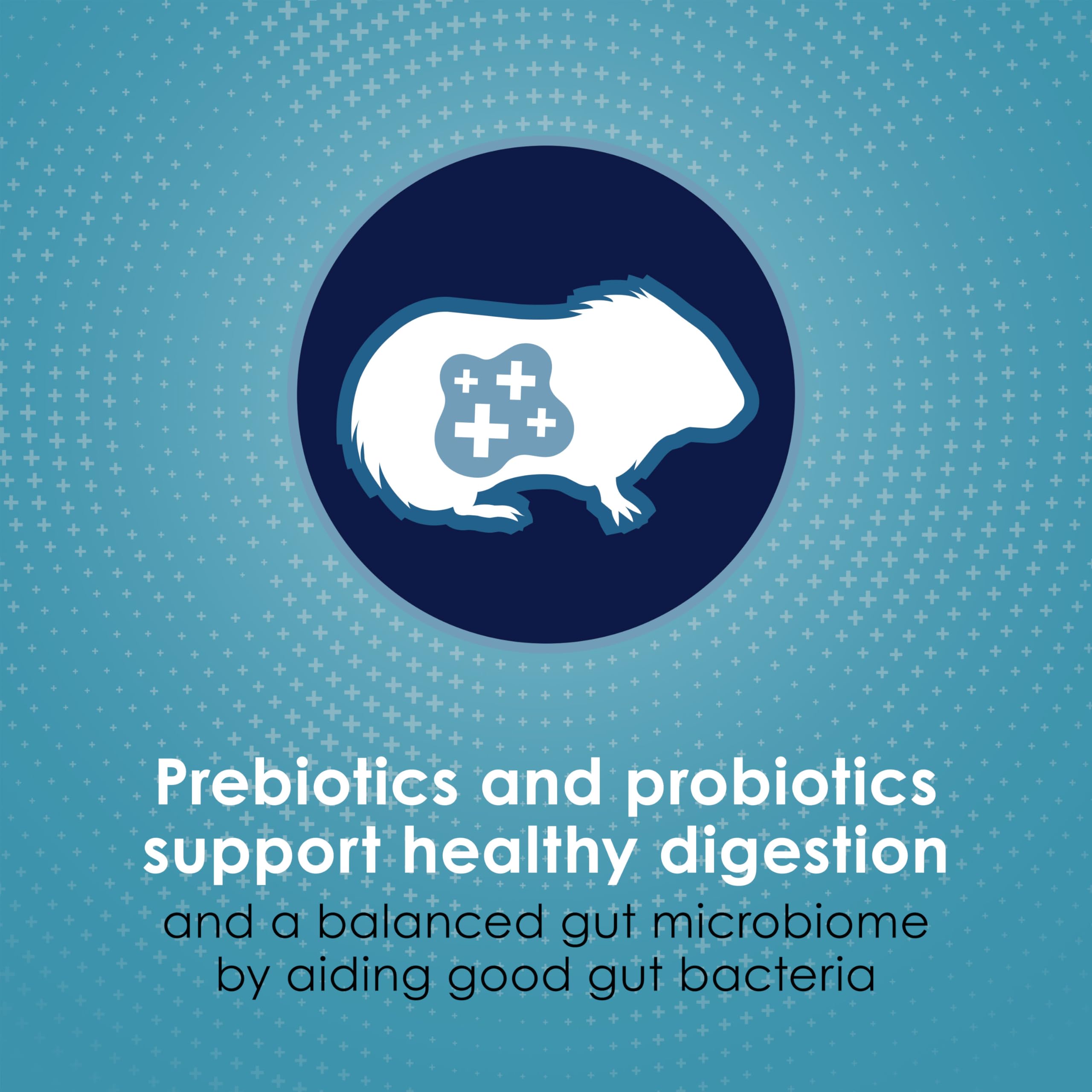 Prebióticos y probióticos en Kaytee Forti-Diet Pro Health Nourish+Protect para salud digestiva.