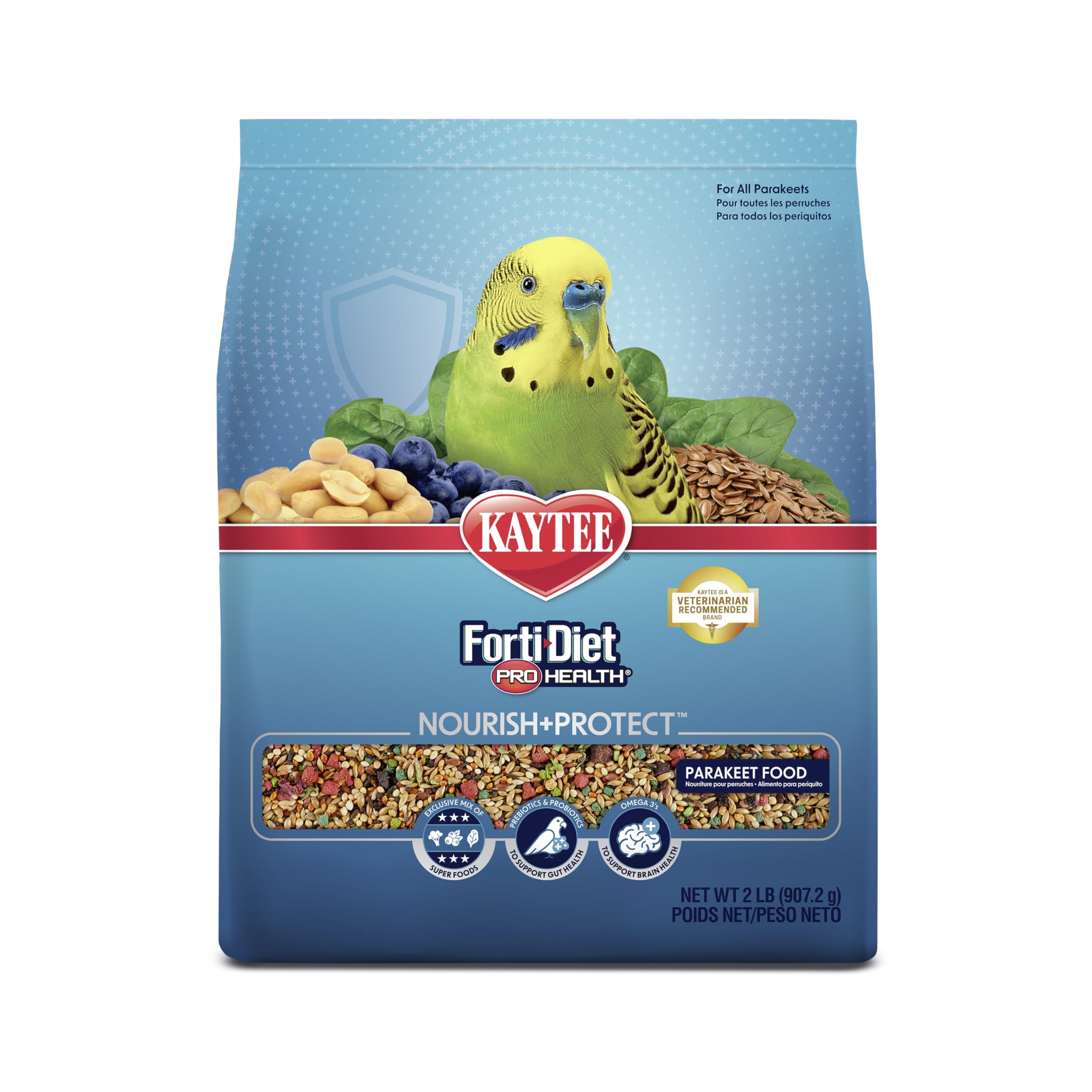 Kaytee Forti-Diet Pro Health para periquitos, bolsa de 2 libras, alimentación diaria fiable.