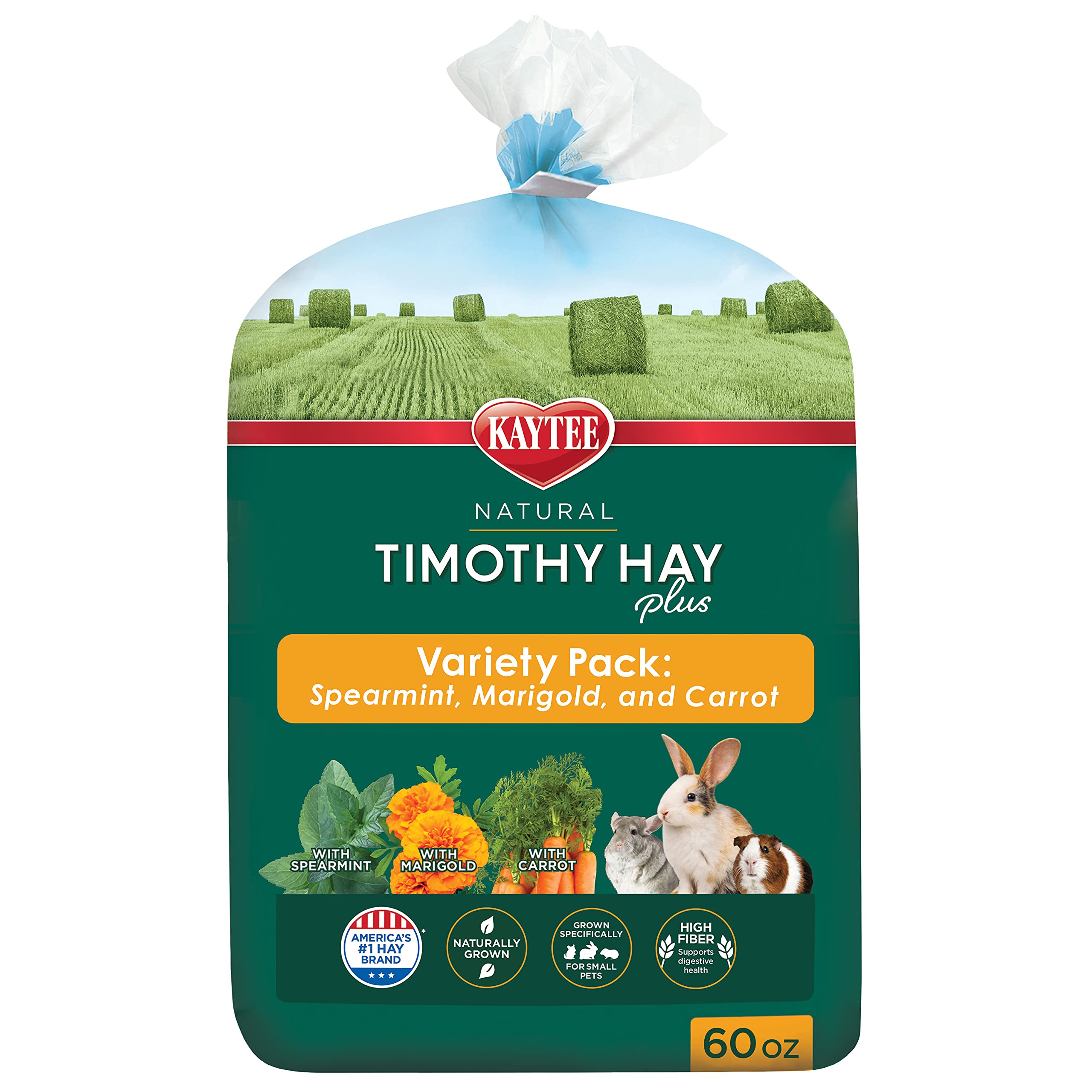 Kaytee heno Timothy con menta: heno largo para enriquecer la alimentación diaria.