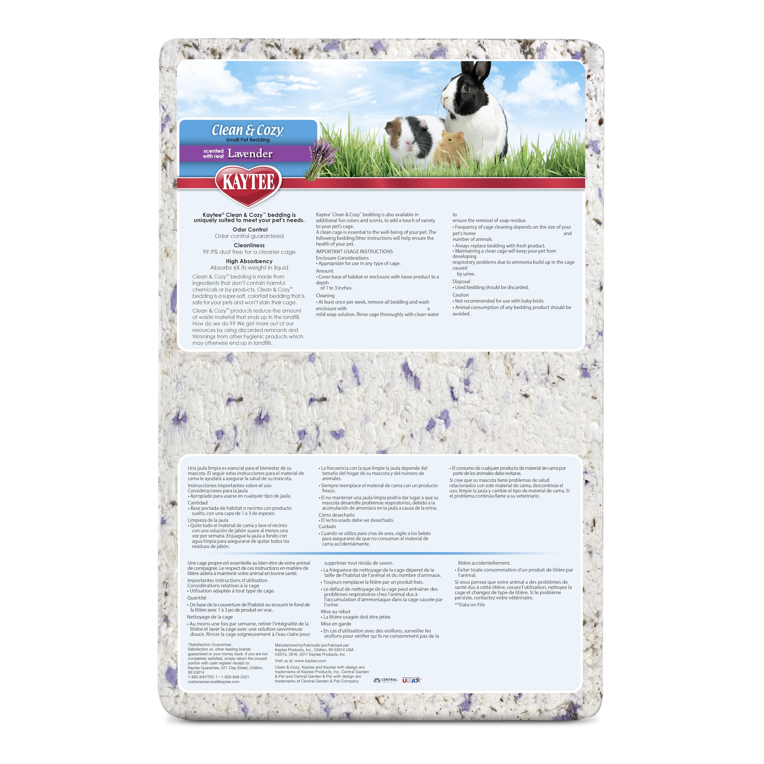 Kaytee Limpio y Acogedor Lavanda fácil de limpiar.