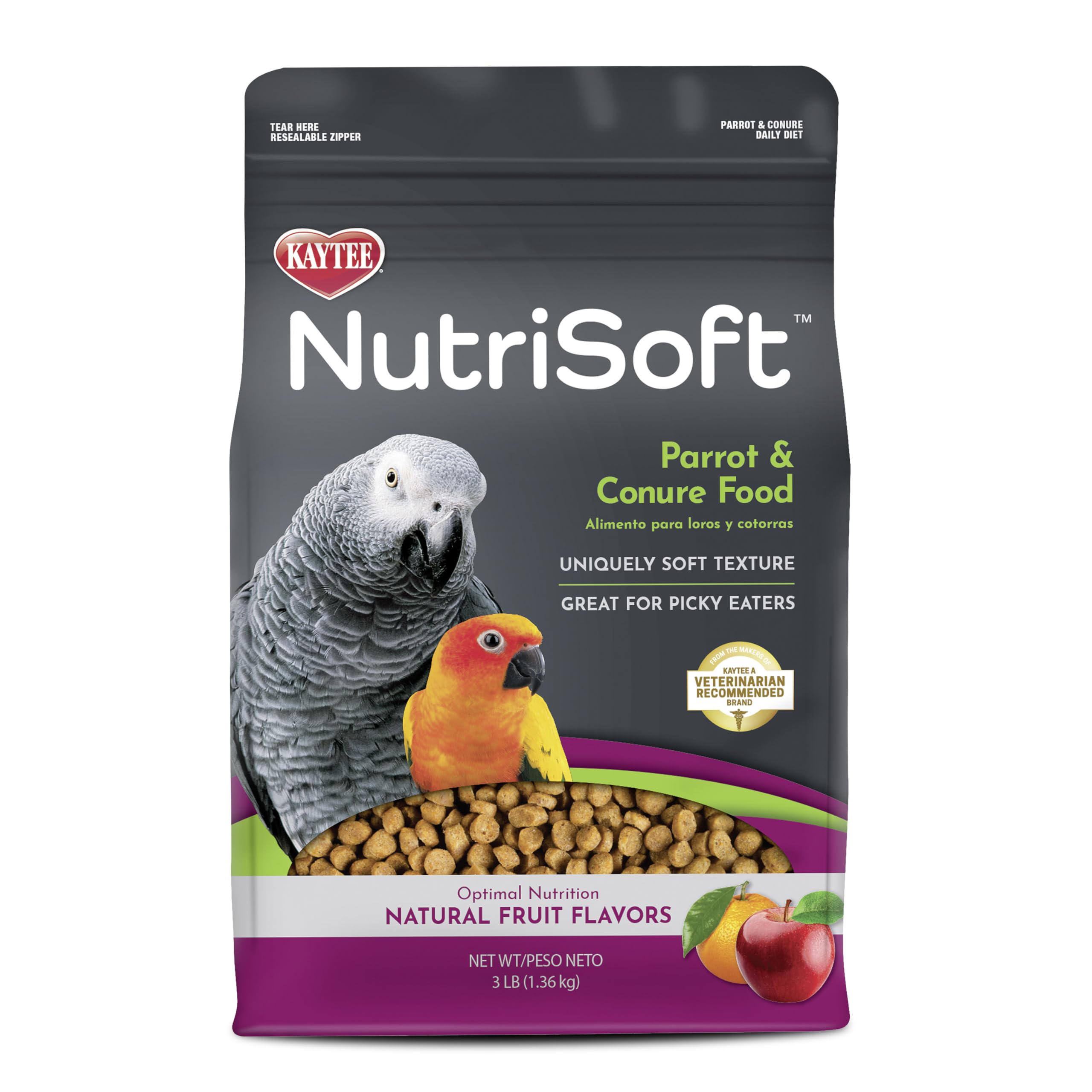 Kaytee Nutri Soft: pellets suaves para aves exigentes, textura atractiva.