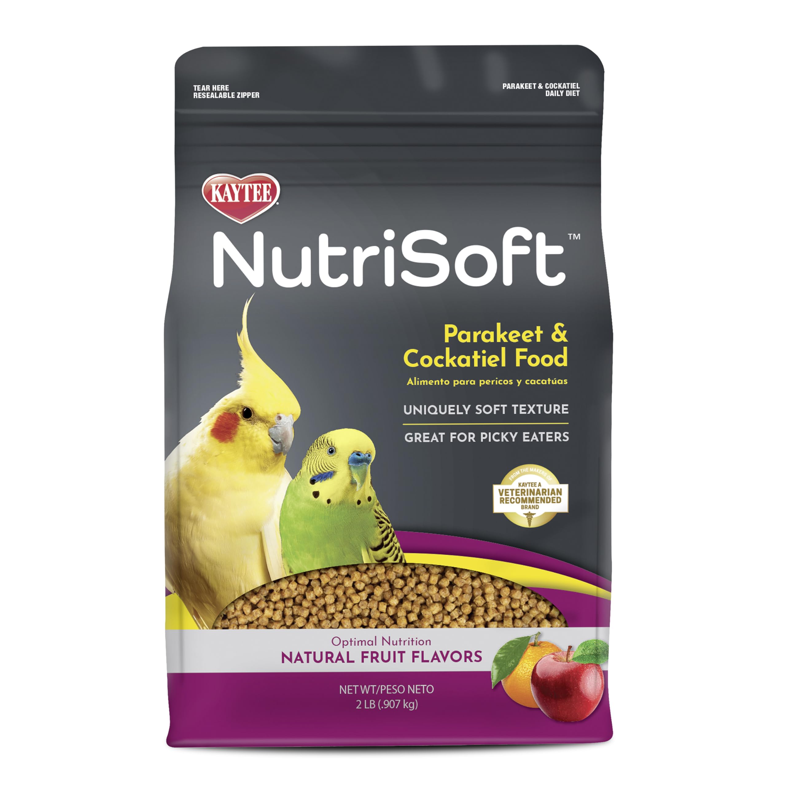 Kaytee NutriSoft pellets suaves para pajaritos, favorecen la aceptación y nutrición equilibrada.