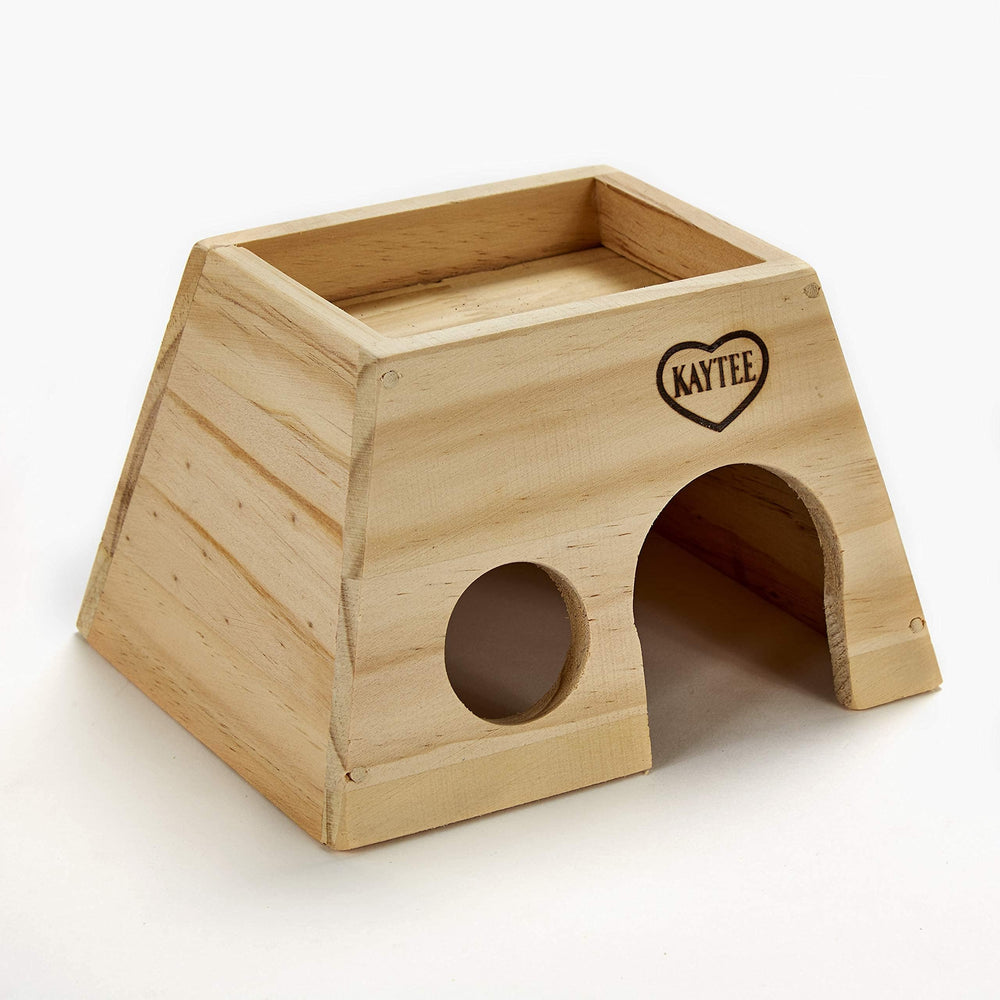 Kaytee Woodland Get-A-Way Medium: detalle de madera natural para masticar y confort.