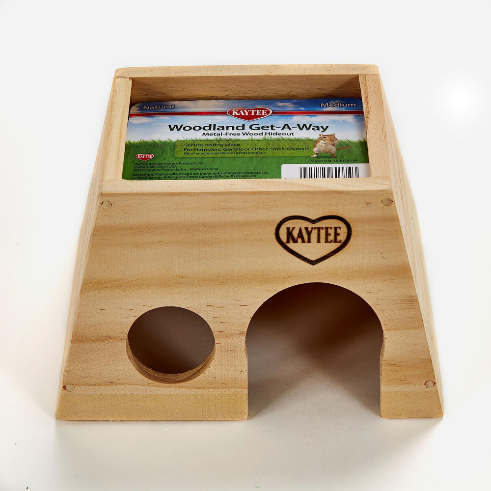 Kaytee Woodland Get-A-Way Medium: refugio de madera natural para esconderse y explorar.