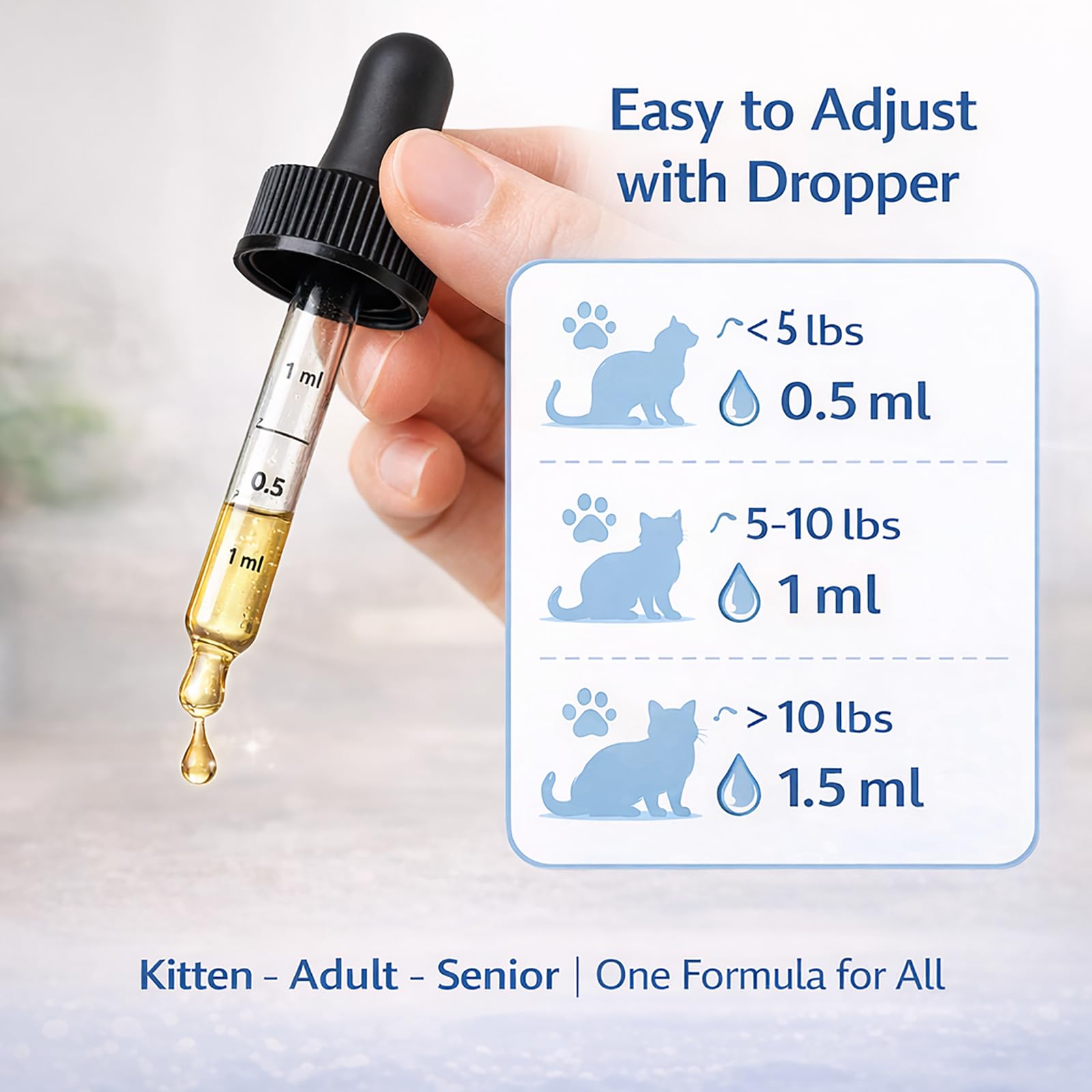 Uso diario fácil KBKTWOLT, complemento probiótico para la salud felina.