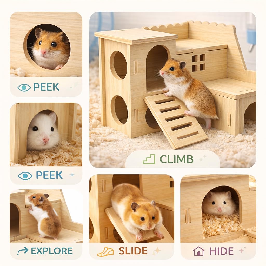 La casa para hamster con ventanas de kcrygogo facilita la supervisión de la mascota.