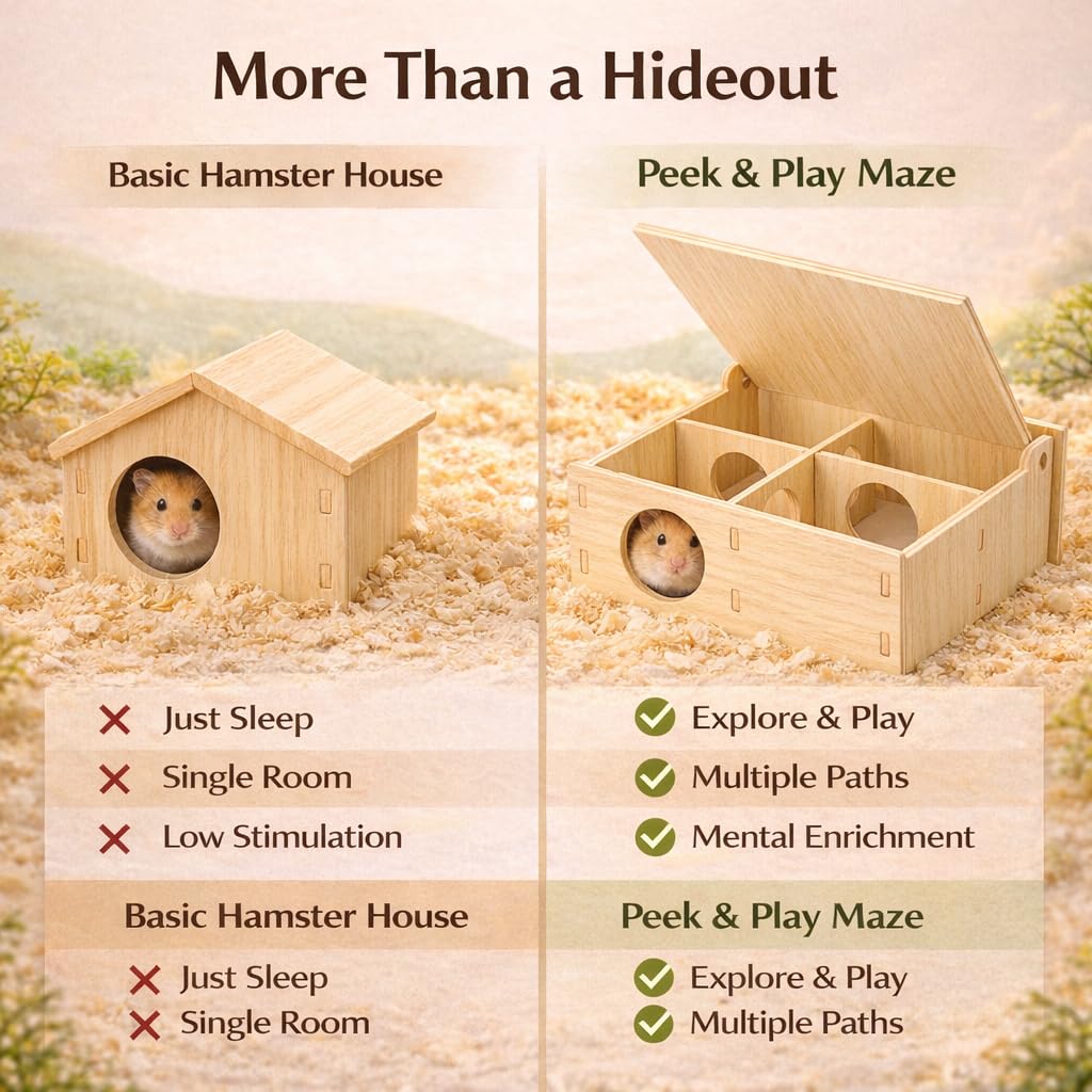 Kcrygogo escondite madera hamster: refugio cómodo para descanso