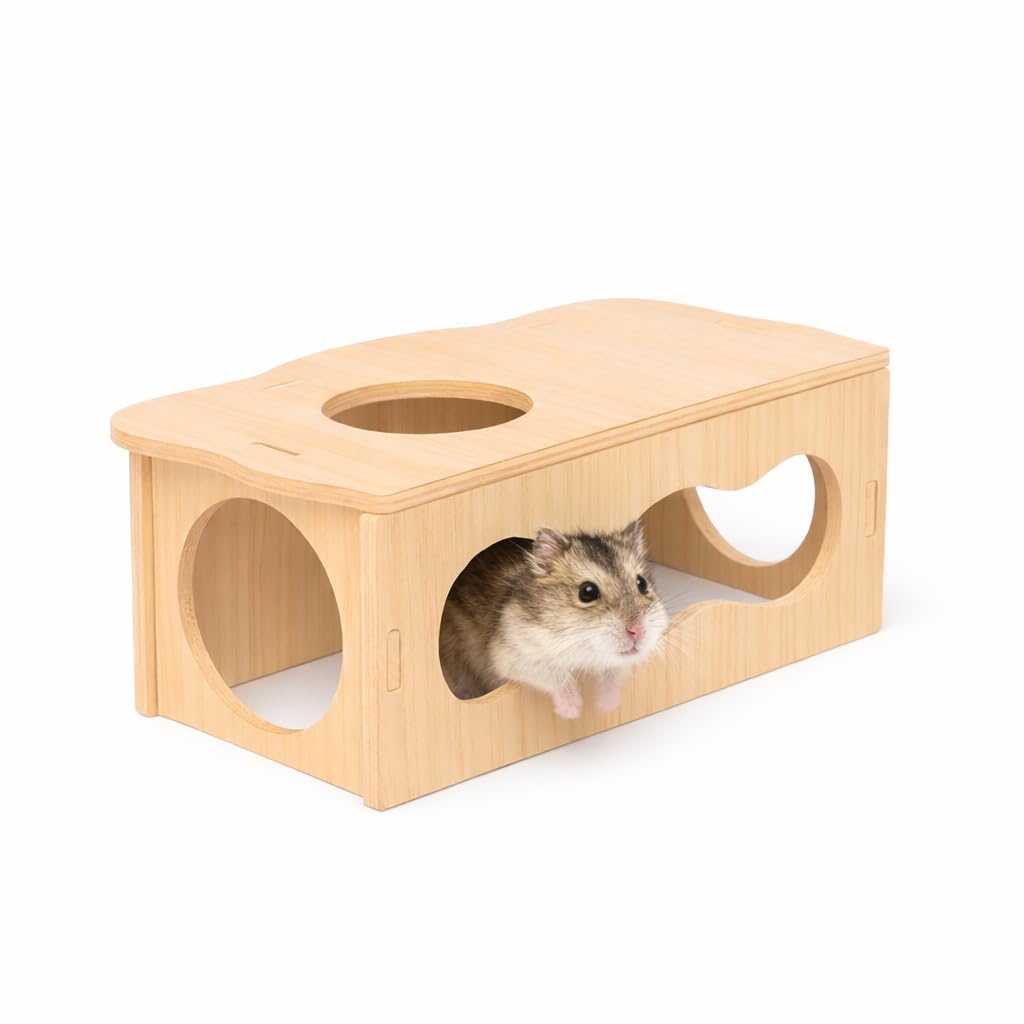 Kcrygogo tunel hámster madera nubes con ventanas laterales para explorar con seguridad