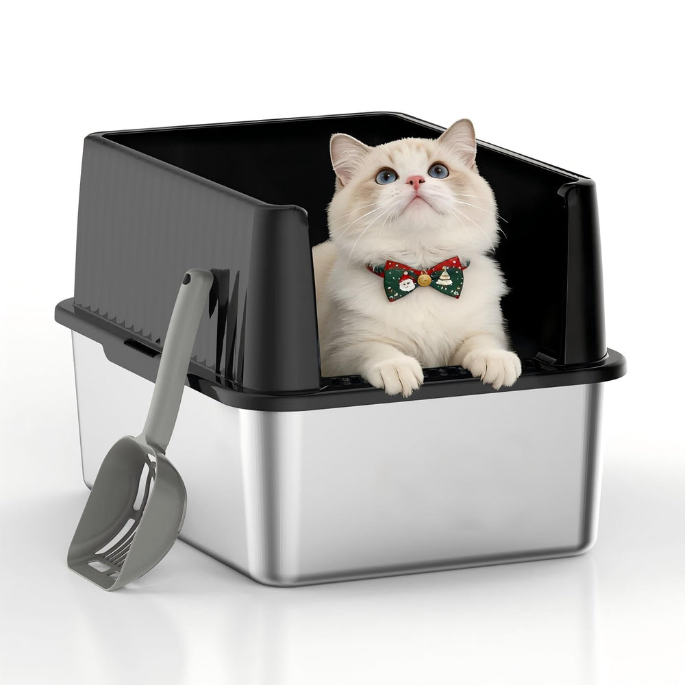 Keeyova bandeja para gato de alto borde evita salpicaduras y mantiene el piso limpio.