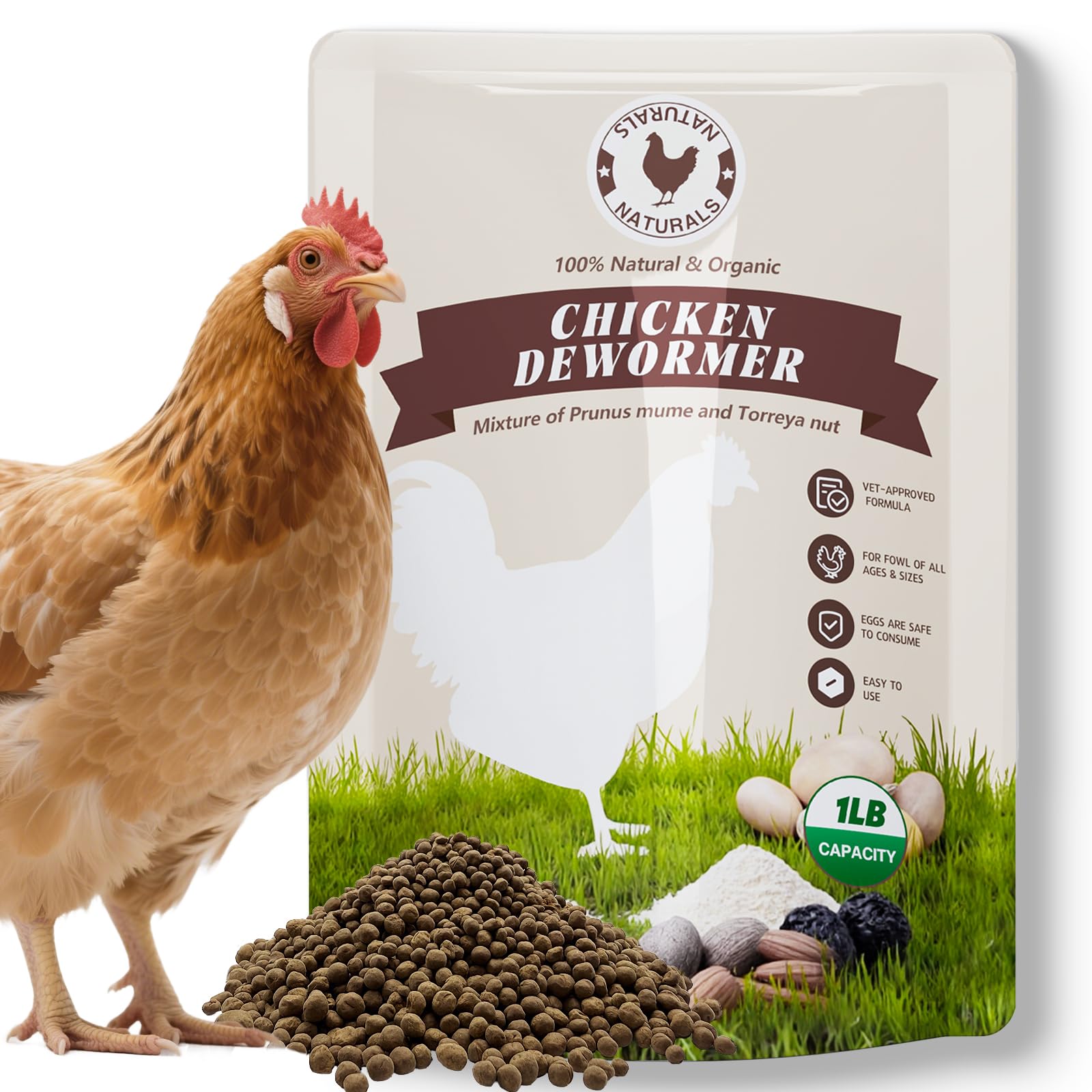 KELPFU desparasitante para gallinas en polvo, apoyo a la salud intestinal