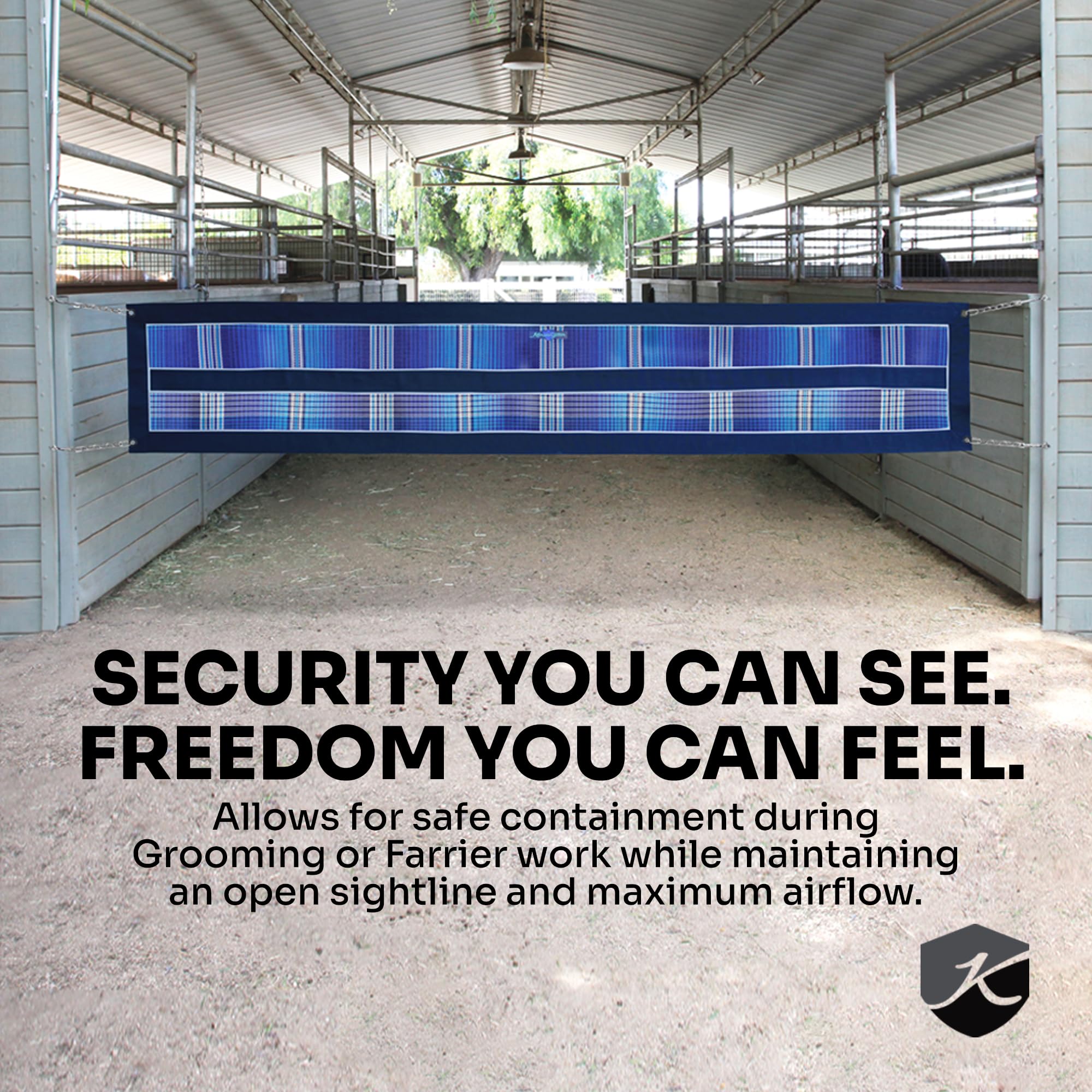 Kensington Aisle Guard tela resistente a la intemperie y desgaste.