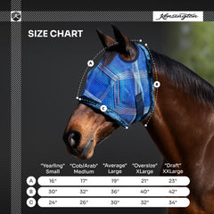 Kensington UV Fly Mask Deluxe negro XL, orificios para orejas duplicados para ajuste estable.