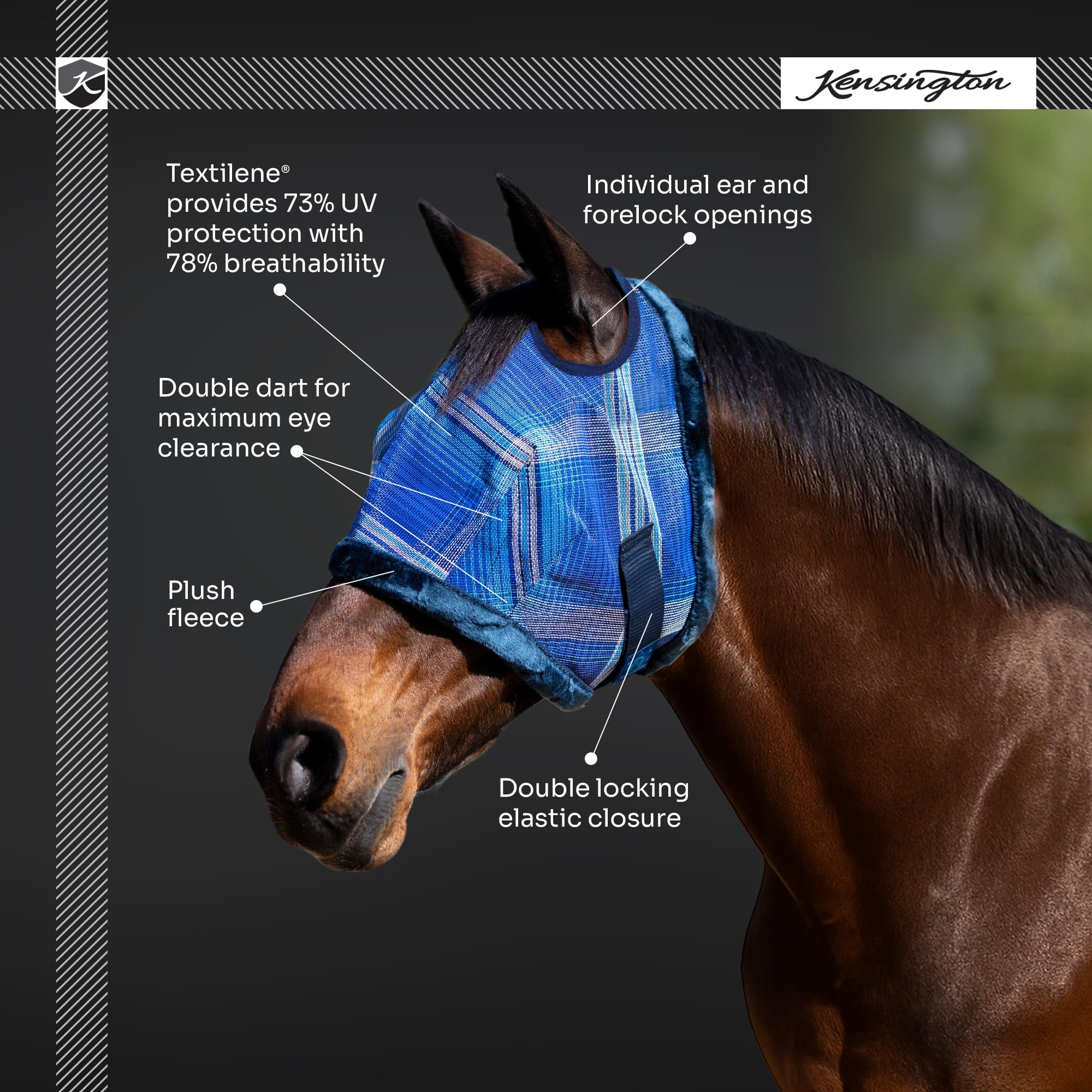 Kensington UV Fly Mask con cierre seguro y flexible, ajuste sin irritación
