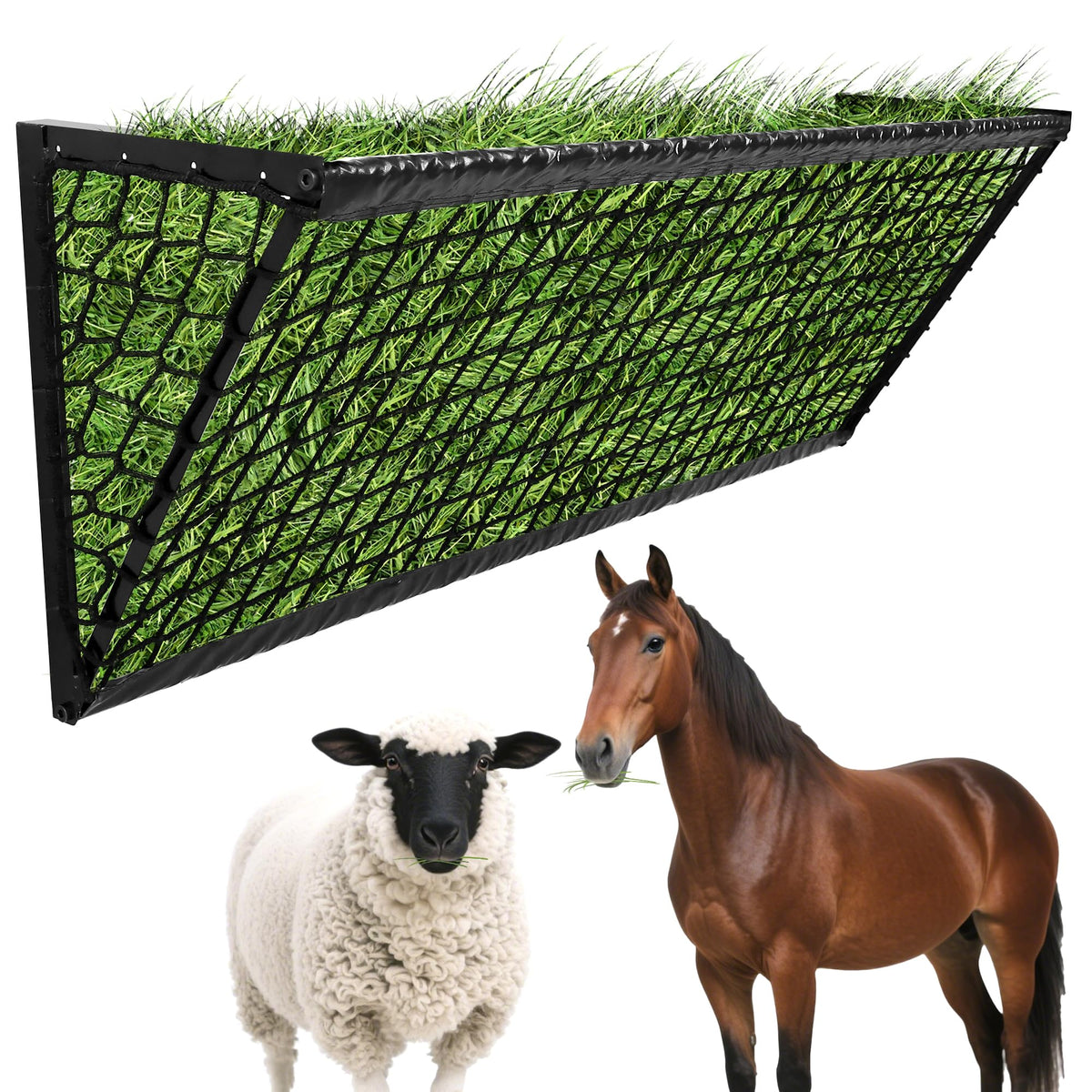 Kerty comedero-heno muro 63 pulgadas con gran capacidad para varias cabras.