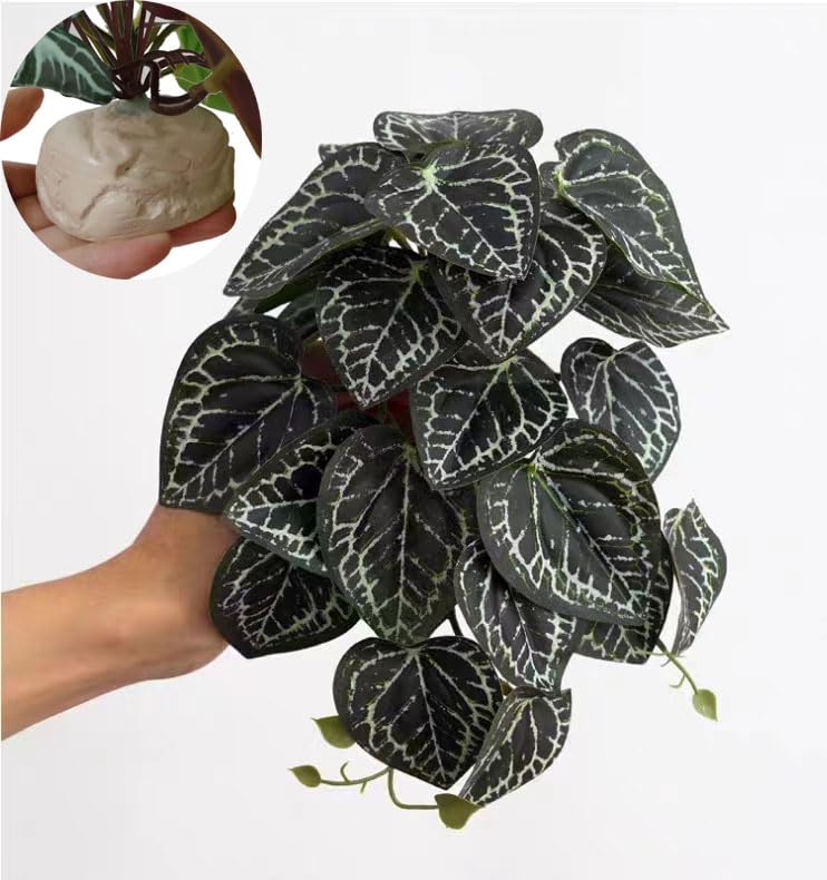 KERUIDENG plantas para reptiles con base estable para refugio seguro en terrario.