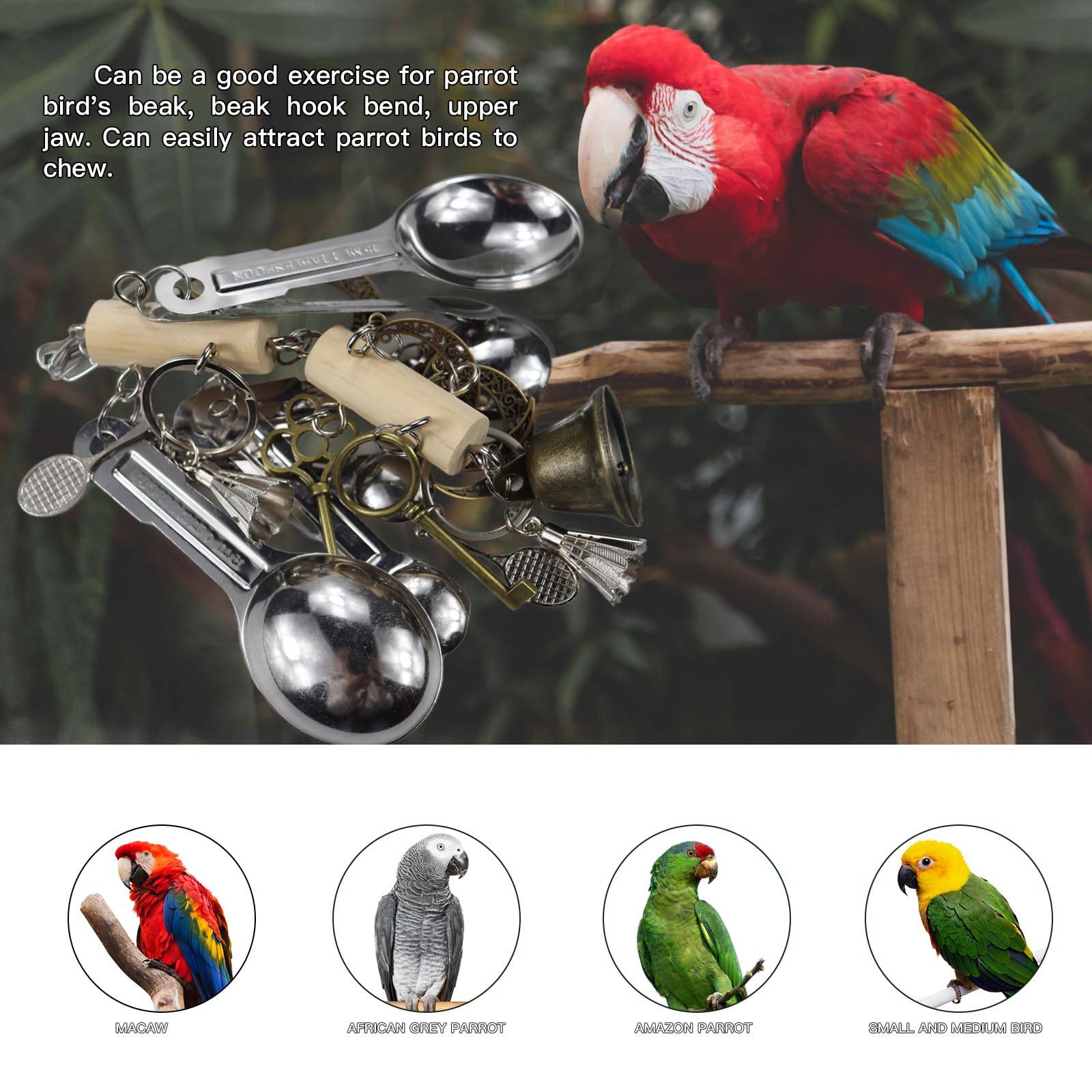 Kewkont: campanas para aves, sonido suave que invita a jugar.