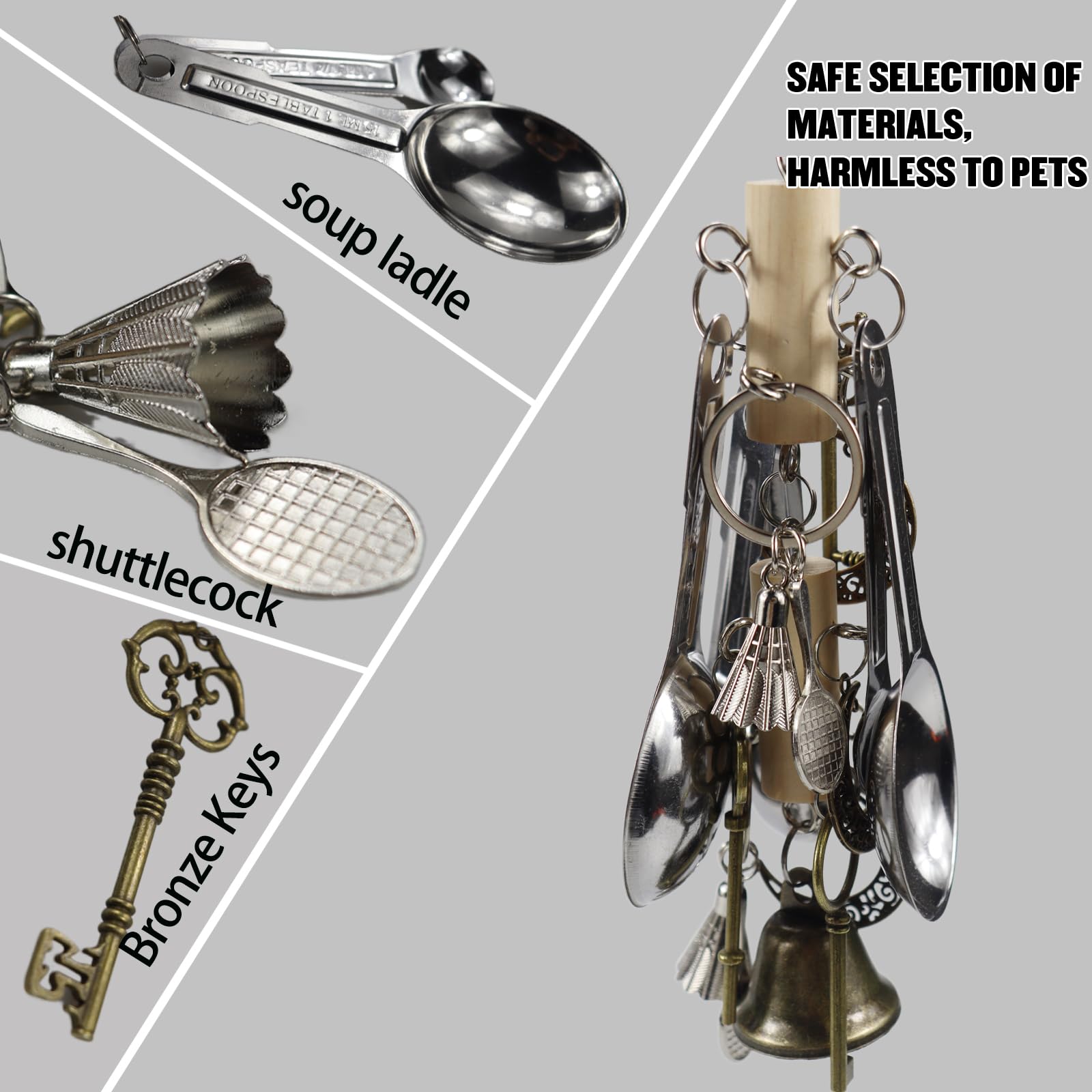 Kewkont: llaves de bronce para aves, mordida duradera y juego.
