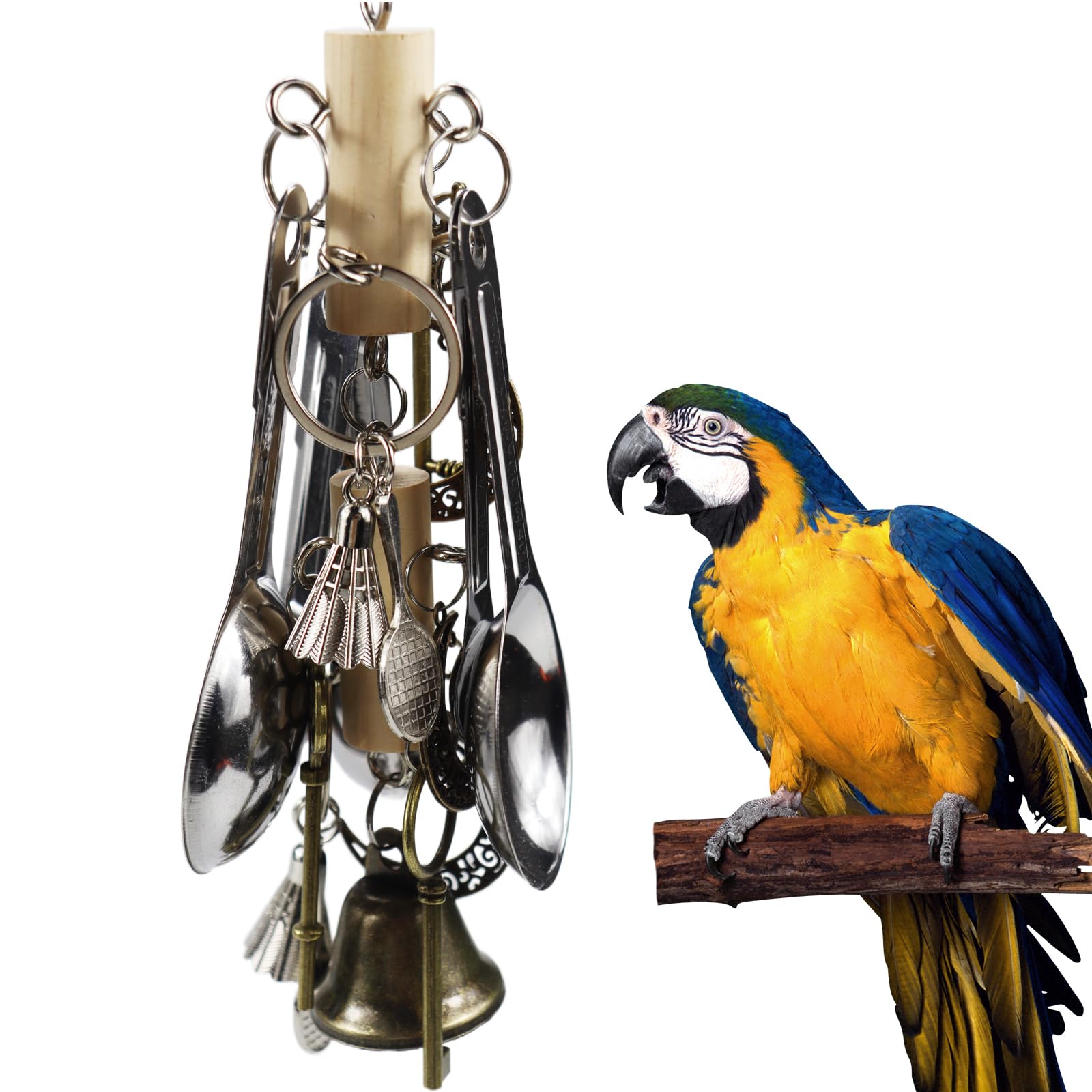 Kewkont: mordedor de cucharitas para aves, estimula el picoteo seguro.