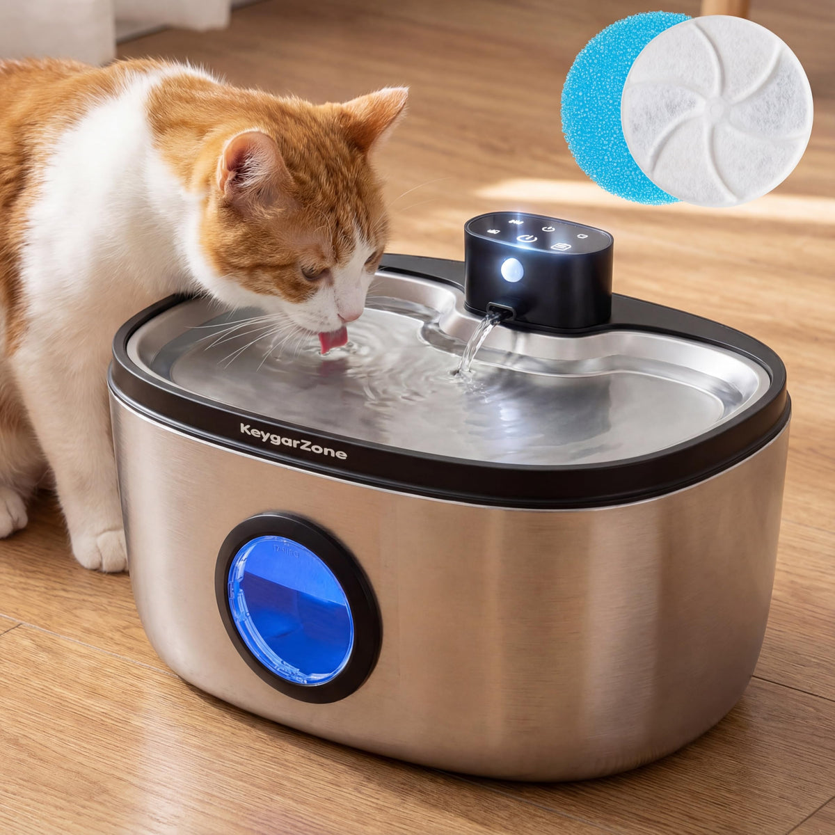 Keygarzone fuente para gatos inalámbrica 5L: agua fresca sin cables