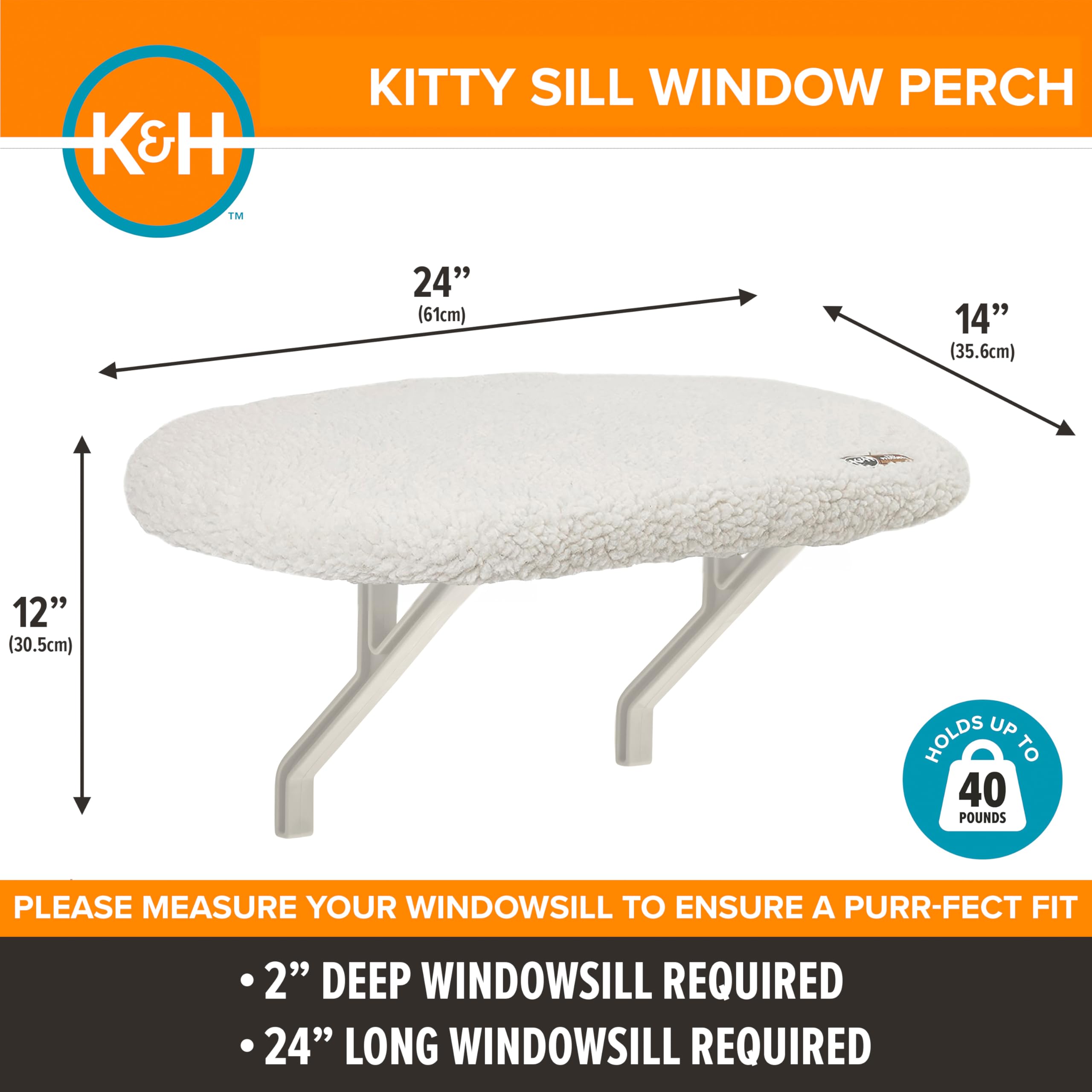 K&H Kitty Sill con succión fuerte sostiene gatos grandes con seguridad.