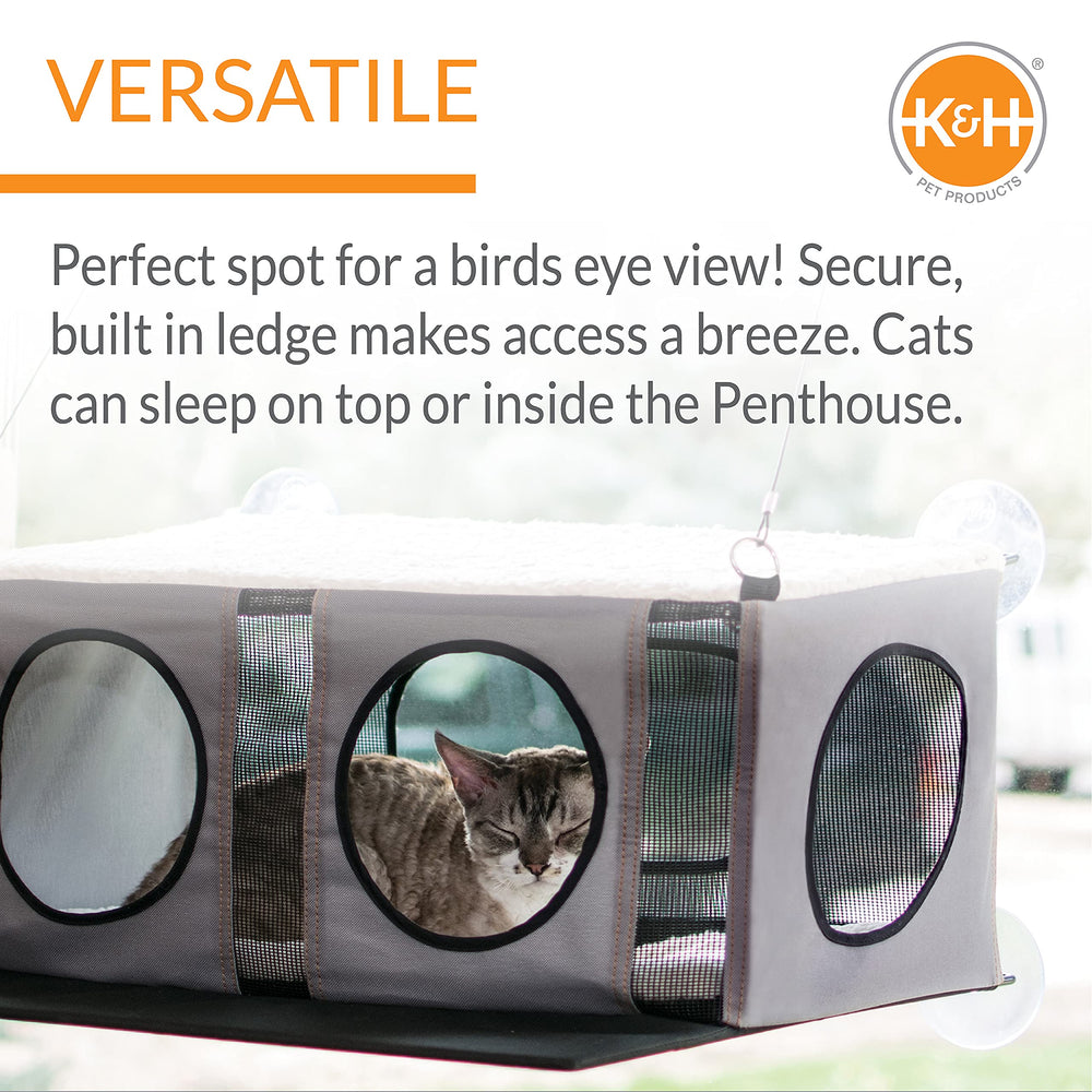 K&H EZ Mount Penthouse, dos niveles para descanso cómodo de gatos grandes