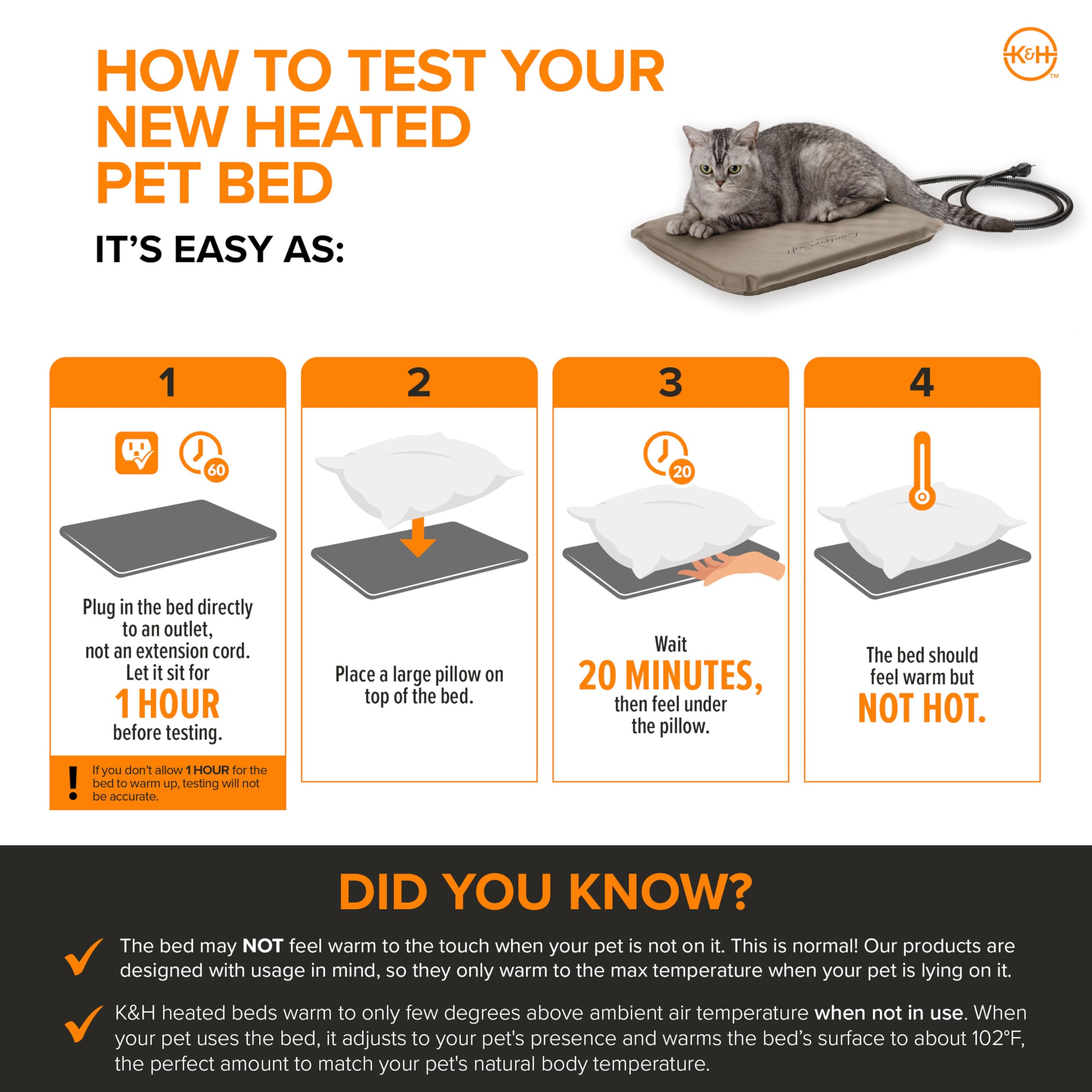 K&H Pet Products cama-caliente-retirable funda lavable facilita limpieza