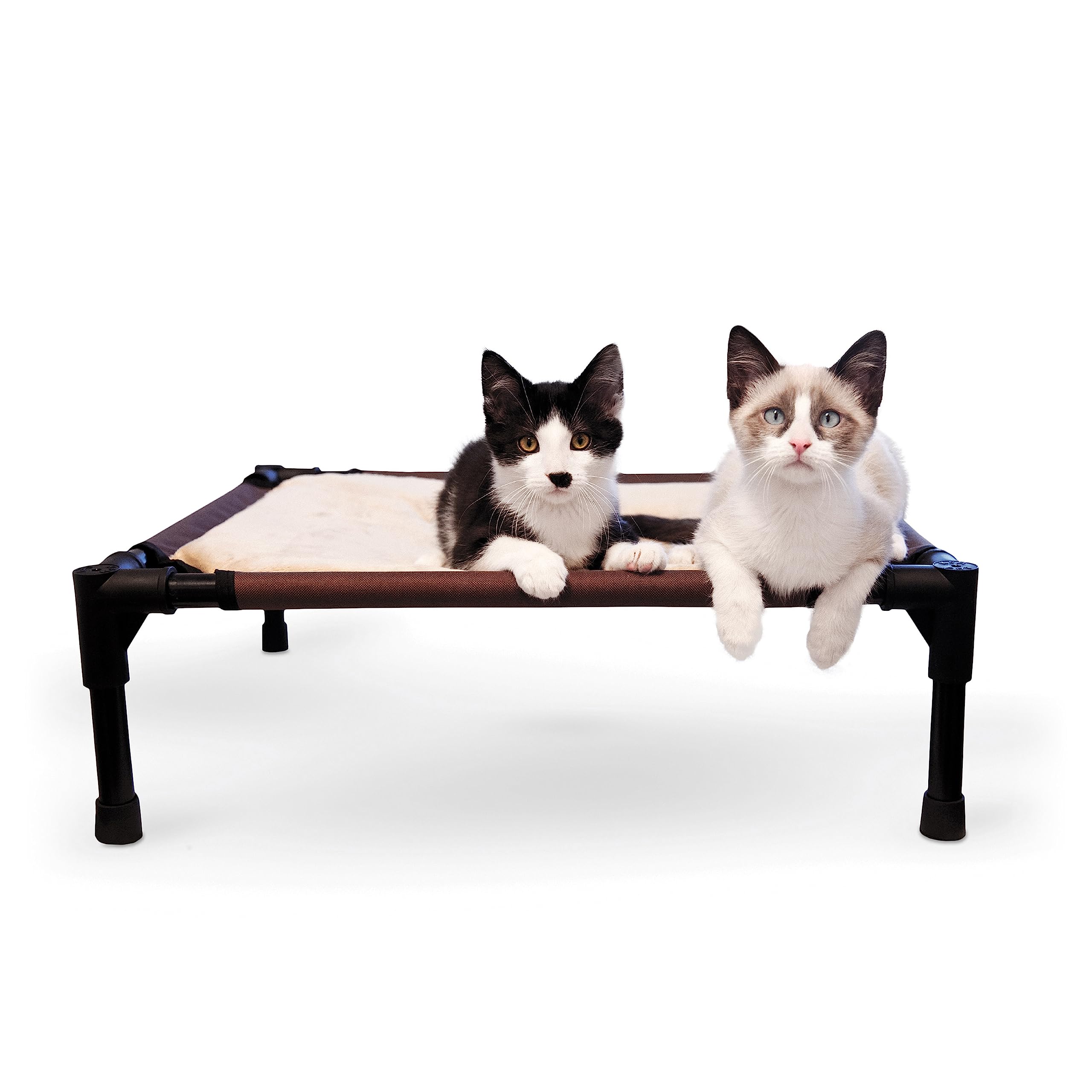 K&H Comfy Pet Cot elevado con centro de felpa, ideal para mayor comodidad interior.